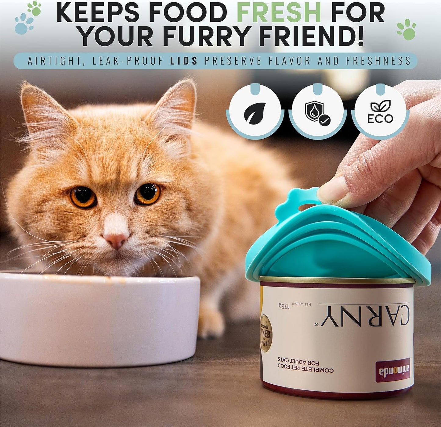 4 Pack Universal Pet Food Can Covers Lids - One fit 3 Standard Size Cans for Cats and Dogs Food Cans - Easy to Clean - Safe Silicone - Pastel Meadow