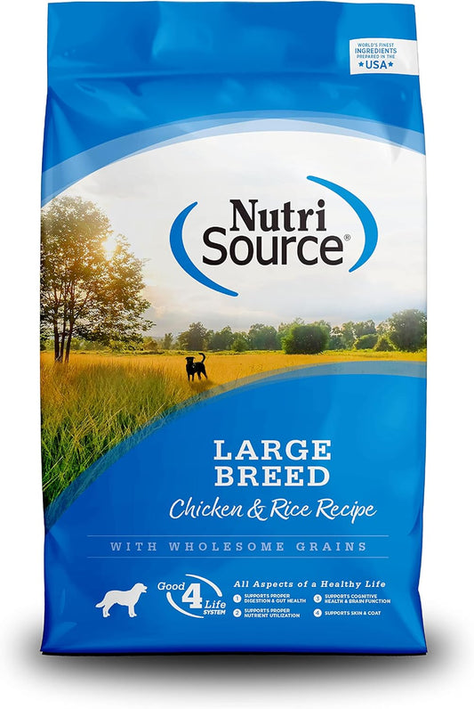 NutriSource Adult Dry Dog Food for Large Breeds, Chicken and Rice, 26LB