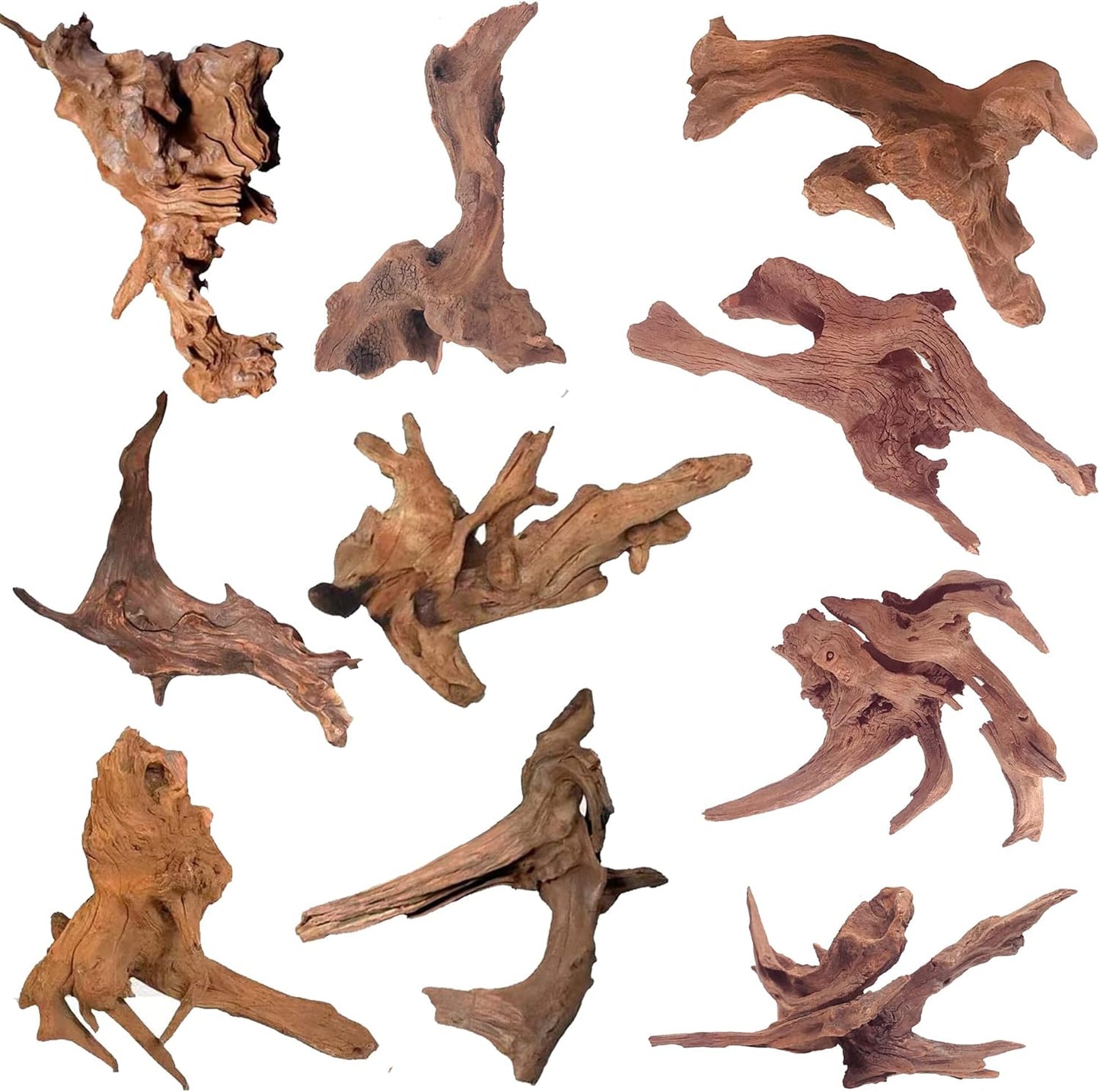 WDEFUN Natural Driftwood for Aquarium Decor, 10-Piece 2''-5'' Small Driftwood for Decorations on Fish Tank, Reptiles Bearded Dragon Accessories or Air Plants