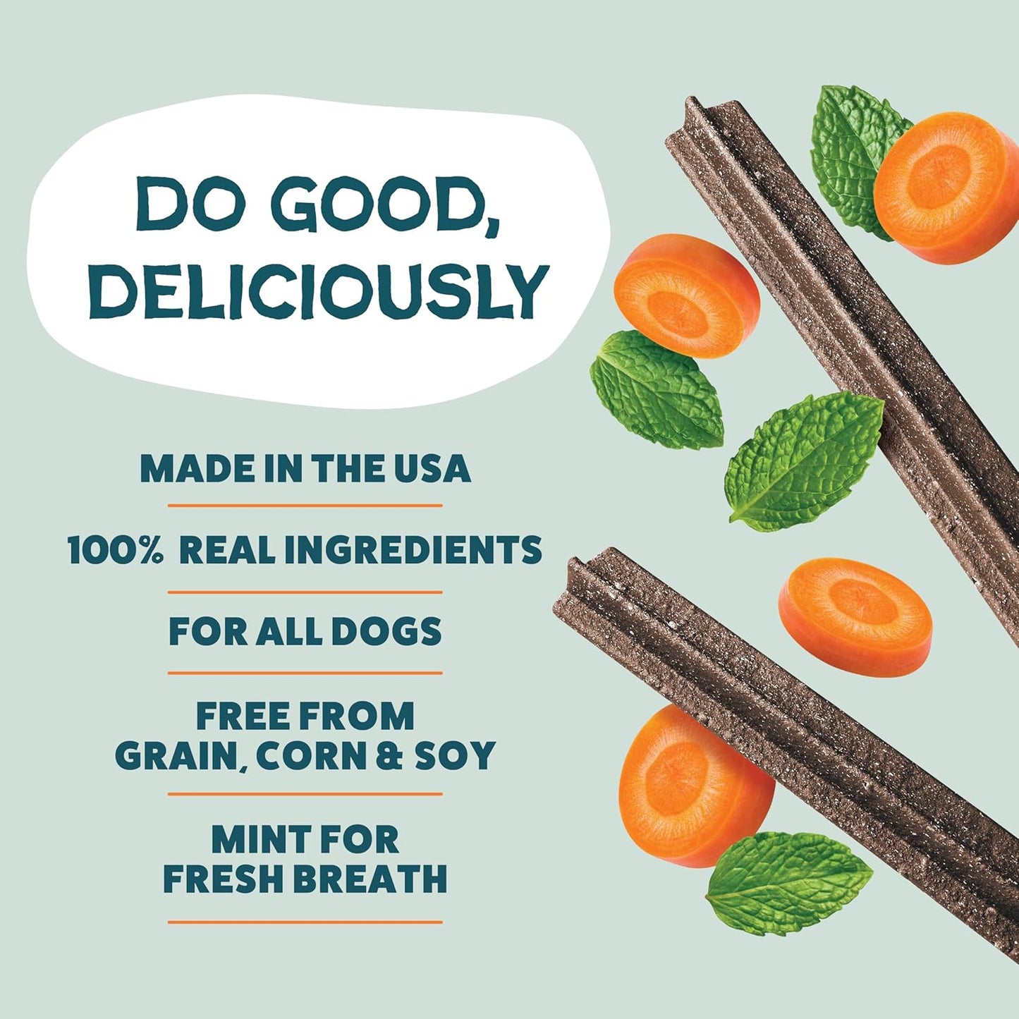 Shameless Pets Dental Treats for Dogs, Carrate Chomp - Healthy Dental Sticks with Skin & Coat Support for Teeth Cleaning & Fresh Breath - Dog Bones Chews Free from Grain, Corn & Soy