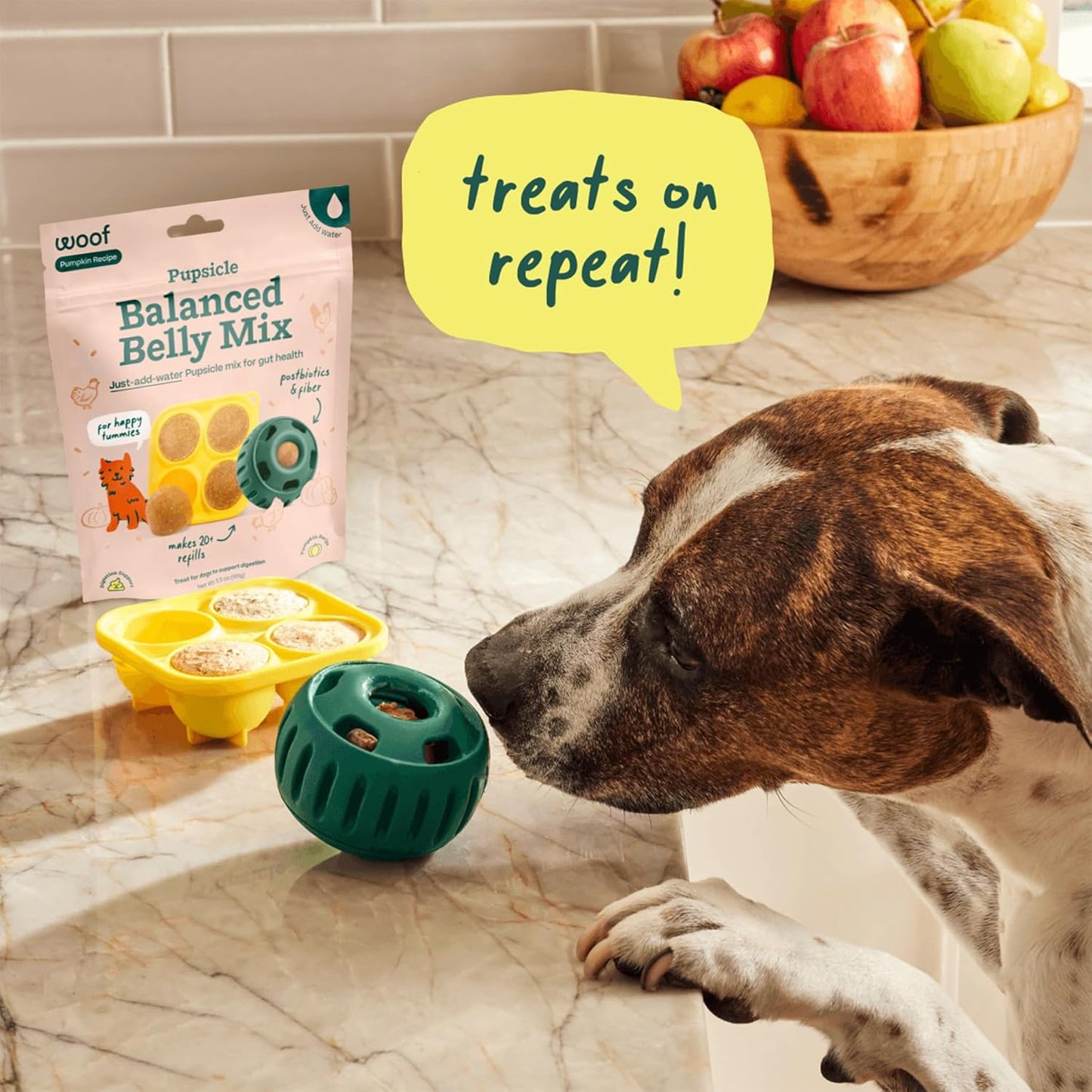 WOOF Dog Pupsicle Mix - Easy-to-Make DIY Pupsicle Refills - Tasty, Healthy Pupsicle Mix - Wholesome Ingredients - Long-Lasting Treats for Dogs - Balanced Belly Mix