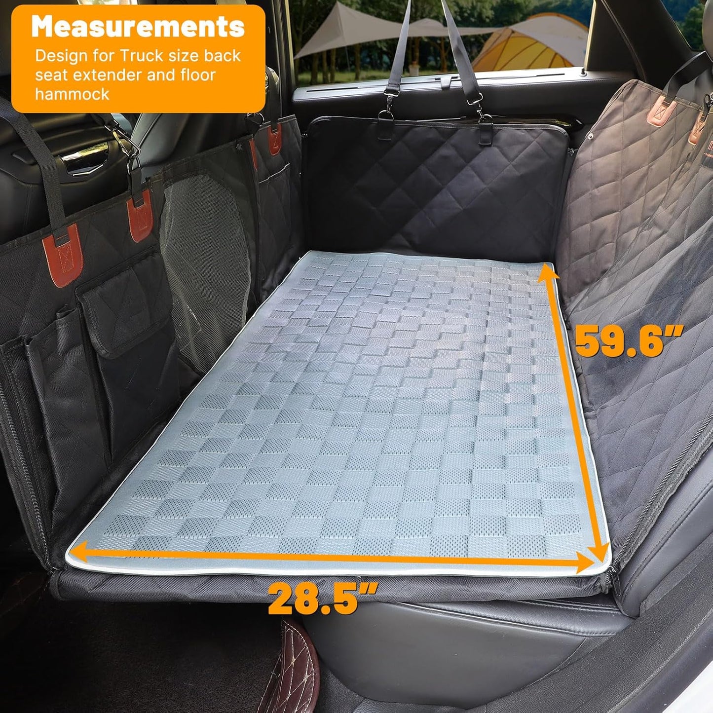 Non-Slip Pet Bed Mat for Truck Back Seat Extender, Hair Resistant Dog Blanket for Hard Bottom Dog Car Seat Cover, Anti Slip Pet Linner Backseat Cover Deep Gray XL