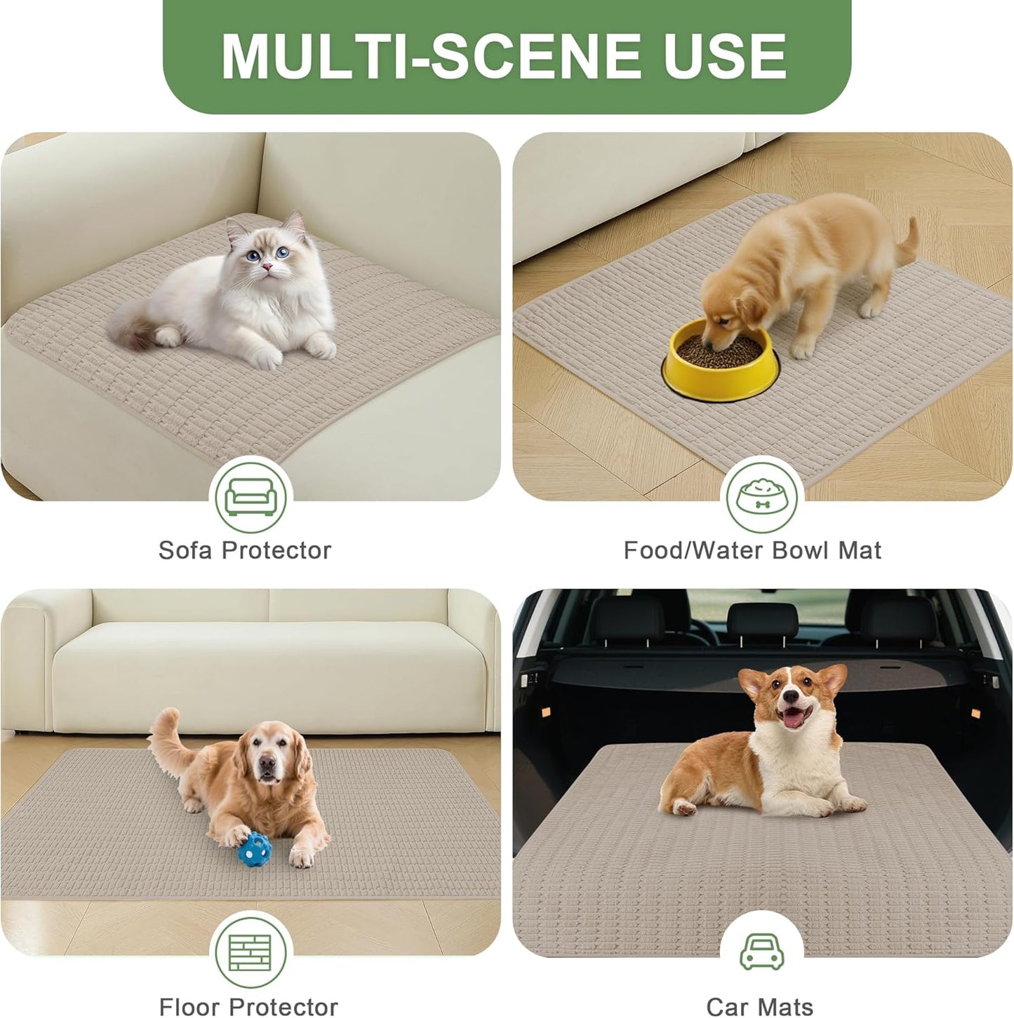 Washable Pee Pads for Dogs, Reusable Puppy Pads Dog Pads, Non-Slip Dog Pee Pads, Leak-Proof Pet Pee Pads Wee Wee Pads for Dogs. (Brown, 18"x24"(Pack of 2))