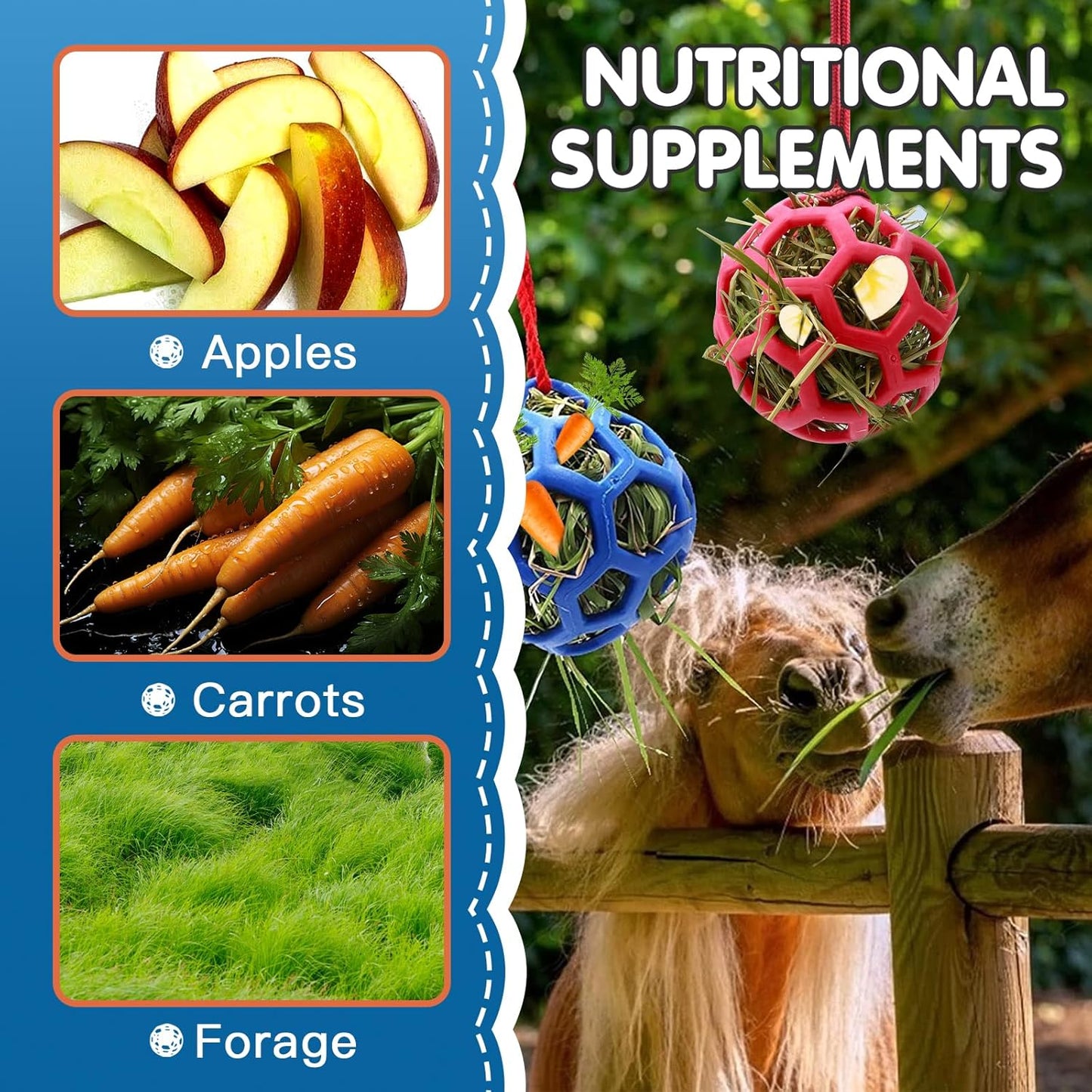 2 Pcs Hay Ball for Horses to Play with, Relieve Stress with This Bright Color Hay Feeder Ball for Horses Goat to Avoid Boredom