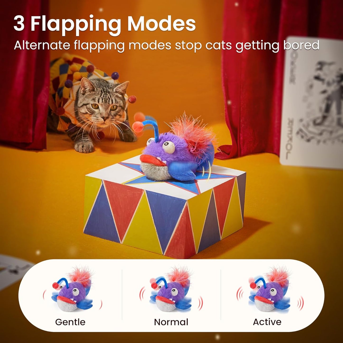 Potaroma Cat Toys Flapping Fish, Interactive Realistic Anglerfish Toy Stuffed with Catnip and Crinkle Paper Hangable Design for Bored Indoor Kittens 5.5 Inches