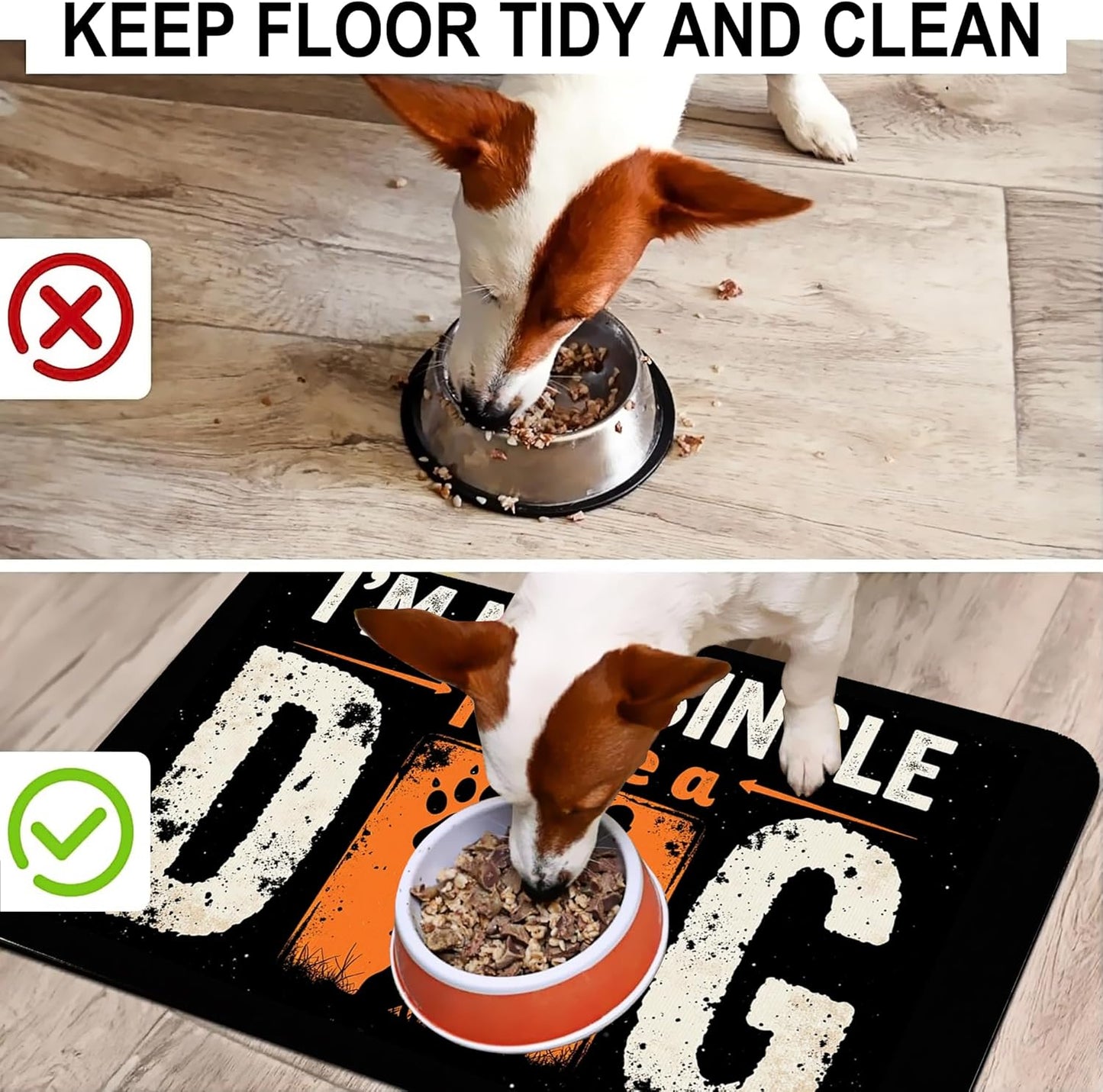 Not Single Dog Pet Cat Dog Food Mat-Absorbent Quick Dry Feeding Placemat for Water and Food, No Stains Rubber Base Mat for Indoor Use, Pet Accessories 16"x24"