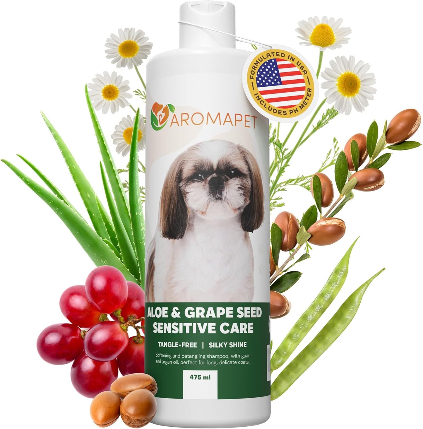 Sensitive Care -Tangle-Free-Silky Shine Softening and detangling Shampoo, Delicate Coat Clean & Odor Control Shampoo – Advanced Shine Formula for Dogs (Shih Tzu, 16 Fluid Ounces)