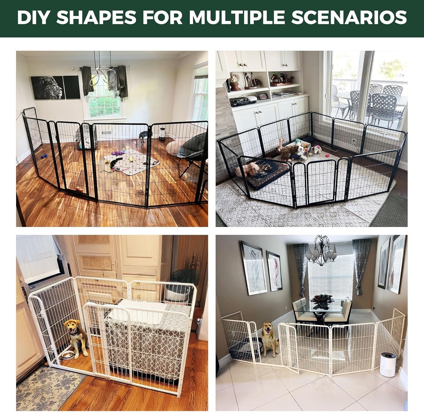 FXW Homeplus Unleashed Indoor Dog Playpen - Stress-Free and Safe Play, Heavy Duty 24 Inch 6 Wire Panels Dog Pen for Puppy and Small Dogs, White│Patented