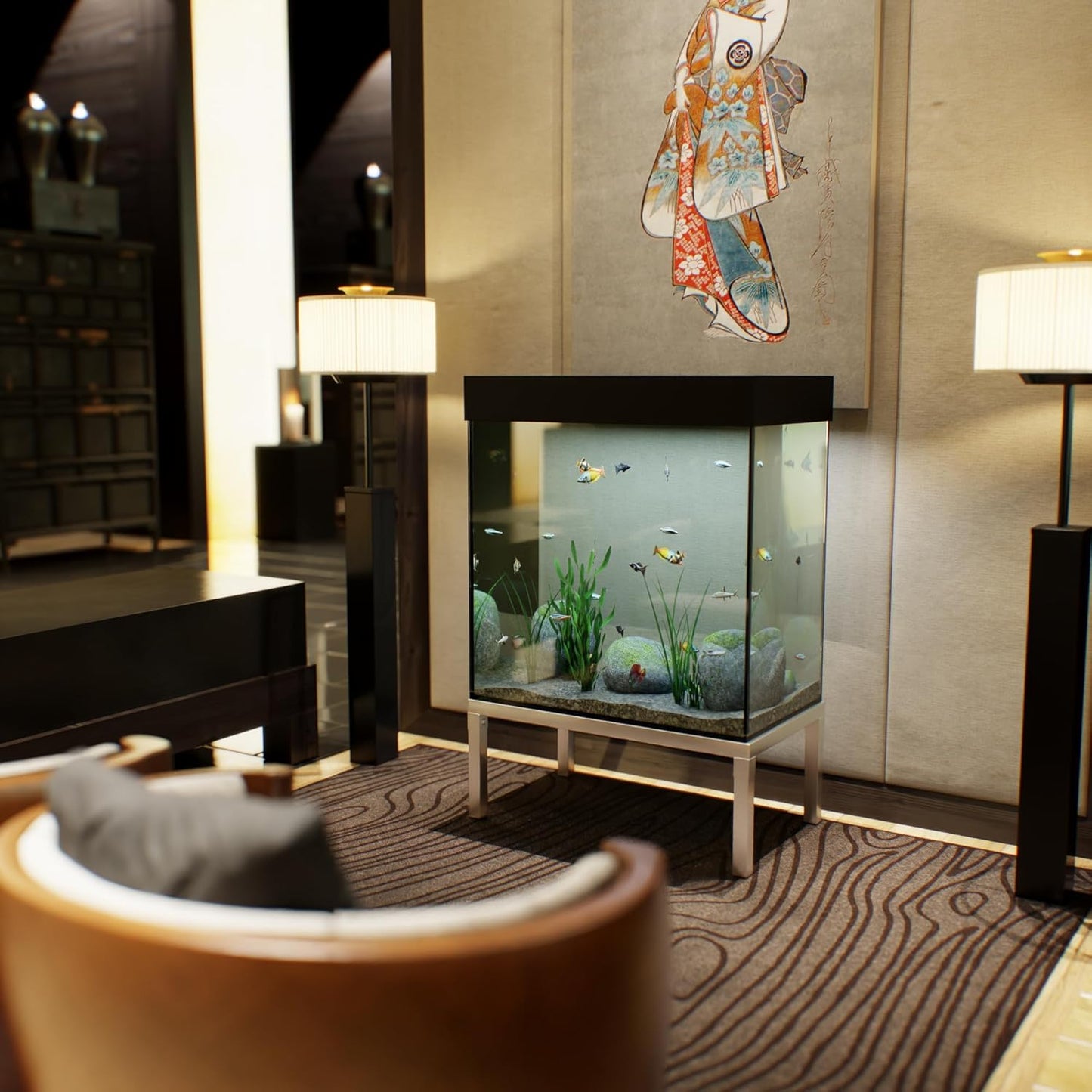 18 in X 30 in. Aquarium Stand | Industrial Style Aluminum Fish Tank Base with Open Frame Design