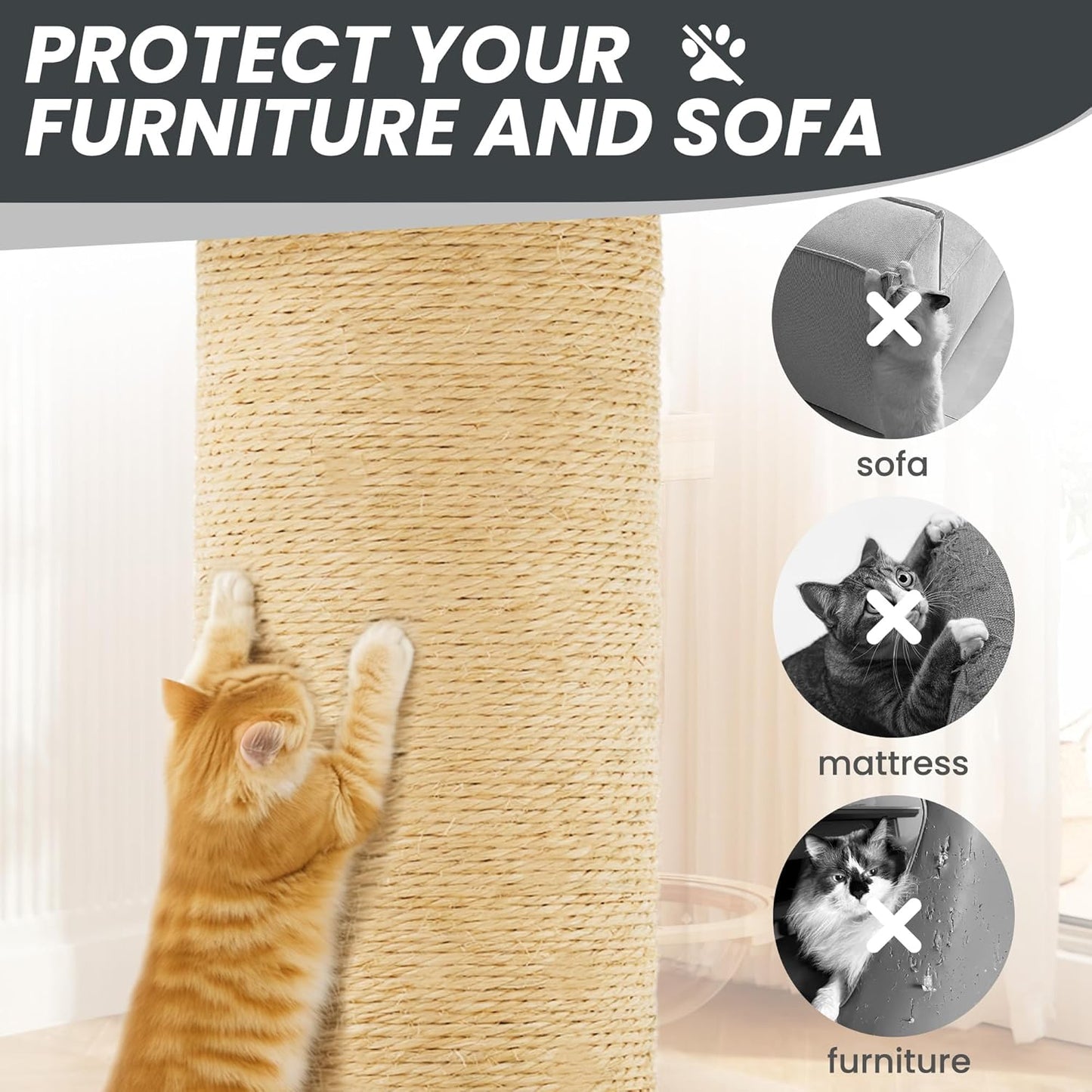 59in Large Cat Tree Tower for Indoor Cats with Soft Plush Hang Ball, Two Condos, Sisal Scratch Posts & Rope Play for Kittens/Adult Cats, New Dark Grey