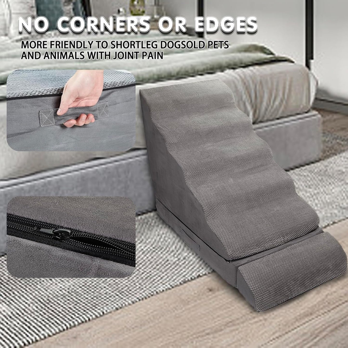 Soft Dog Stairs & Steps for High Beds 28 Inches High Tall, LitaiL Pet Stairs/Steps for High Beds for Small Large Dogs, Non-Slip Dog Ramps for Bed, for Older Cats