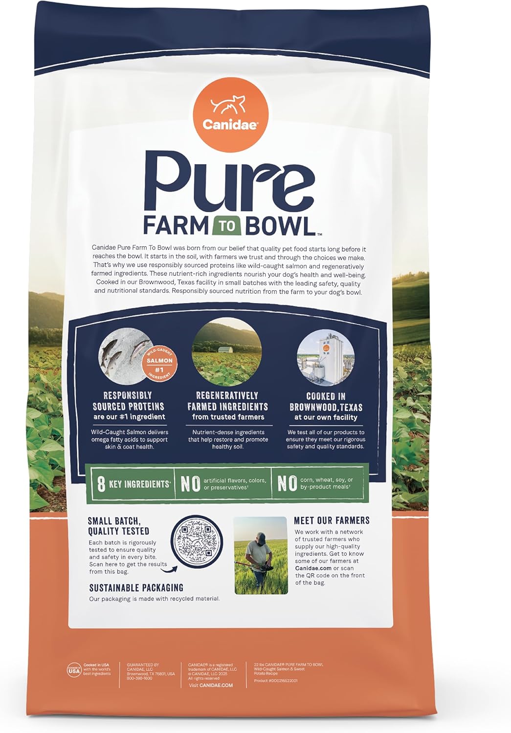 Canidae Pure Farm to Bowl, Grain-Free, Wild-Caught Salmon & Sweet Potato Dog Food, Adult 12lb