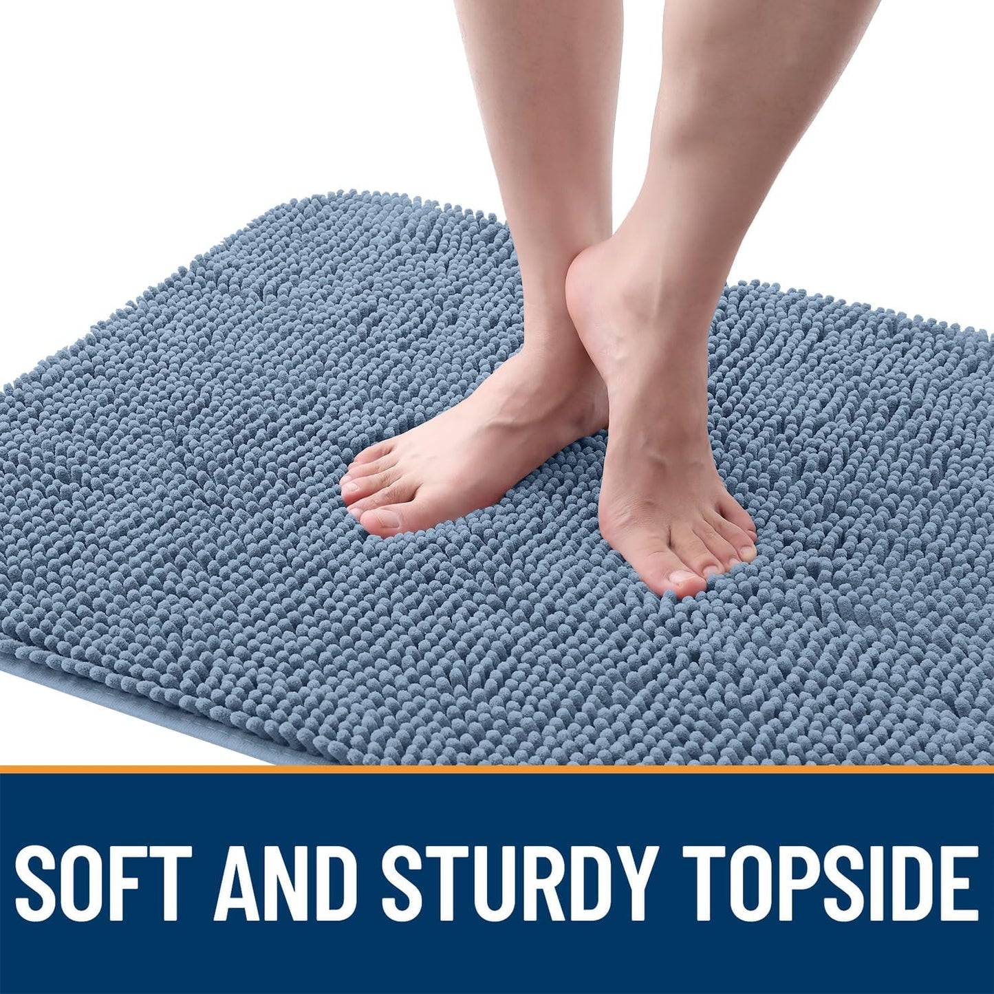 OLANLY Dog Door Mat for Muddy Paws 30x17, Absorbs Moisture and Dirt, Absorbent Non-Slip Washable Doormat, Quick Dry Chenille Mud Mat for Dogs, Entry Indoor Entryway Carpet for Inside Floor, Airy Blue