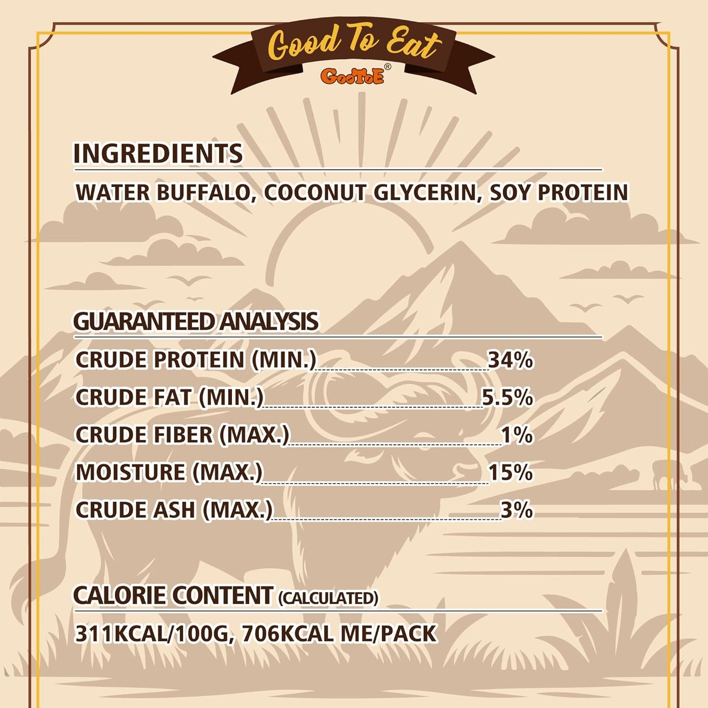 Gootoe Buffalo Dog Treats, Buffalo Bites Stick (Large) 8oz - Natural Low-Fat Chews for Training & Rewards, Limited Ingredient, Perfect for Medium Dogs, Resealable Bag