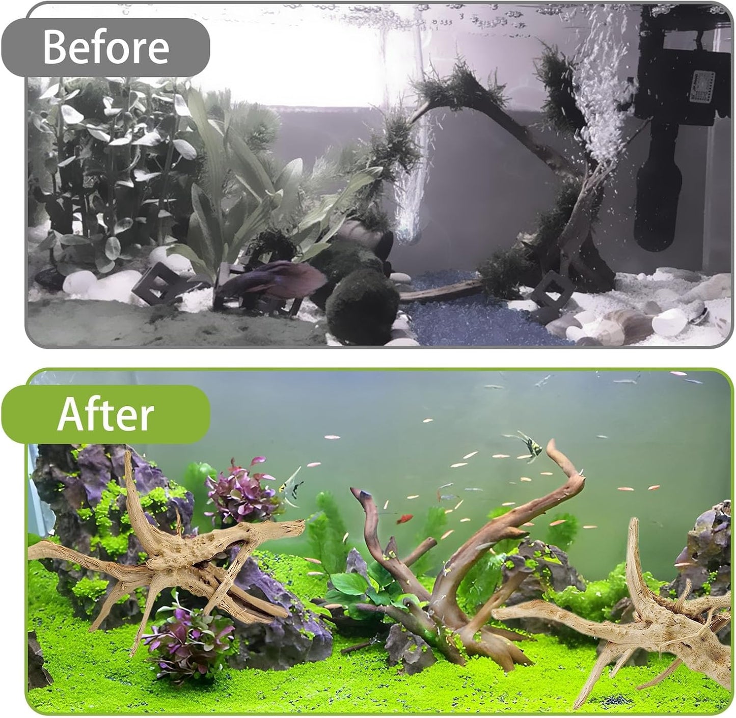 Tfwadmx Aquarium Driftwood, 7-11" Spider Wood Sinkable Driftwood for Fish Tank Decorations Natural Branches for Reptile, Assorted Spider Wood Branch Pack of 3