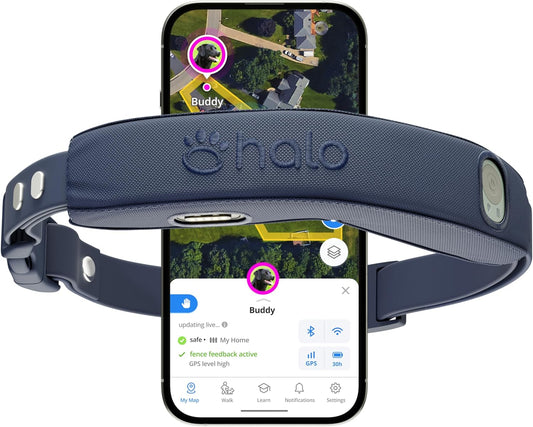 Halo Collar 4, All New GPS Wireless Dog Fence & Dog Training Collar with GPS Tracker, Subscription Required, Waterproof, One Size, Midnight