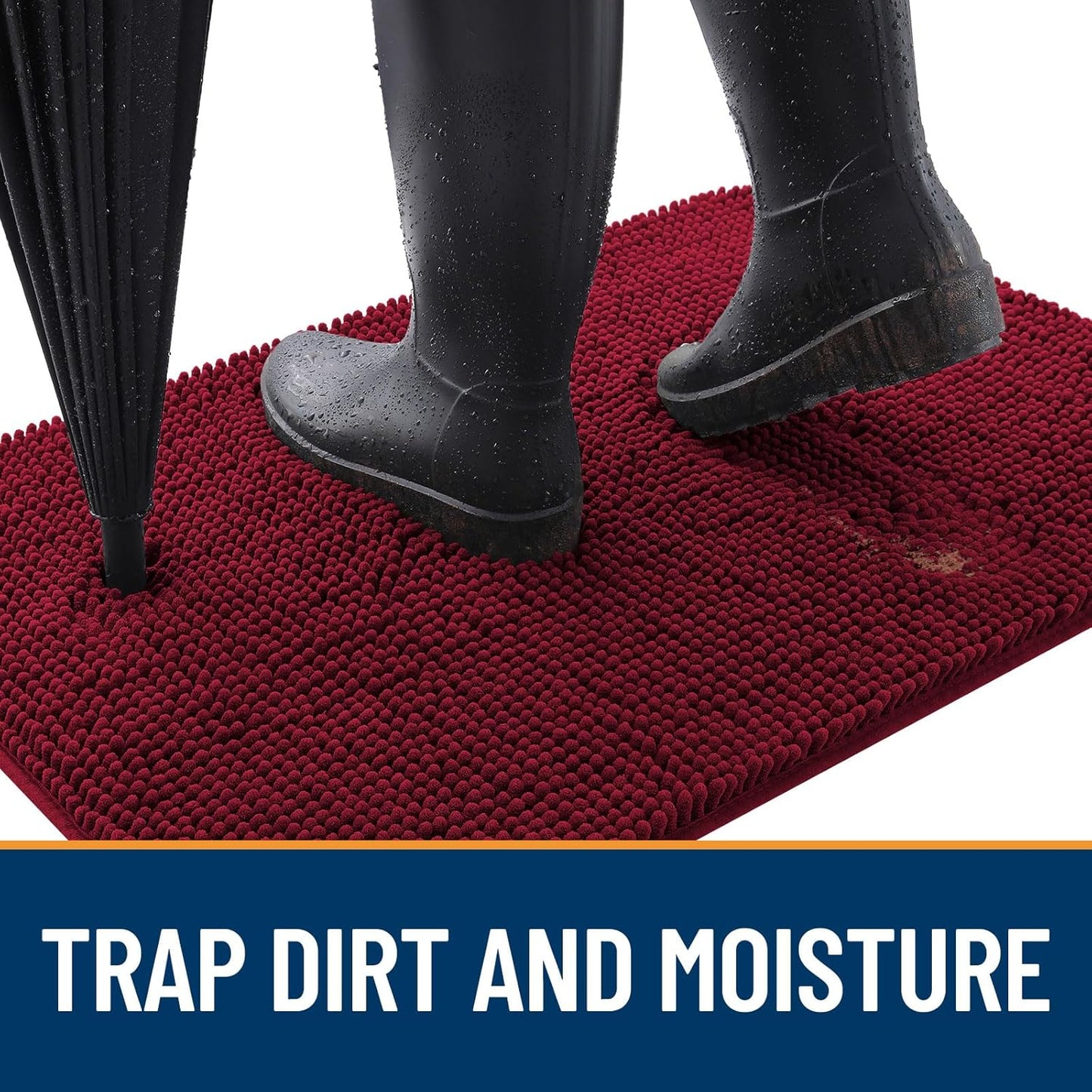 OLANLY Dog Door Mat for Muddy Paws 47x24, Absorbs Moisture and Dirt, Absorbent Non-Slip Washable Doormat, Quick Dry Chenille Mud Mat for Dogs, Entry Indoor Entryway Carpet for Inside Floor, Burgundy