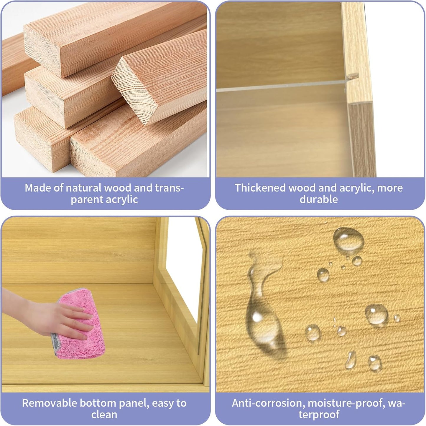 75 Gallon Large Lizard Tank, Reptile Terrarium, Lockable Clear Acrylic Roof, Bearded Dragon Tank with Feeding Tongs, Snake Enclosure, Reptile Cage for Leopard Gecko, Hamsters, 48" L x 20" W x 20" H