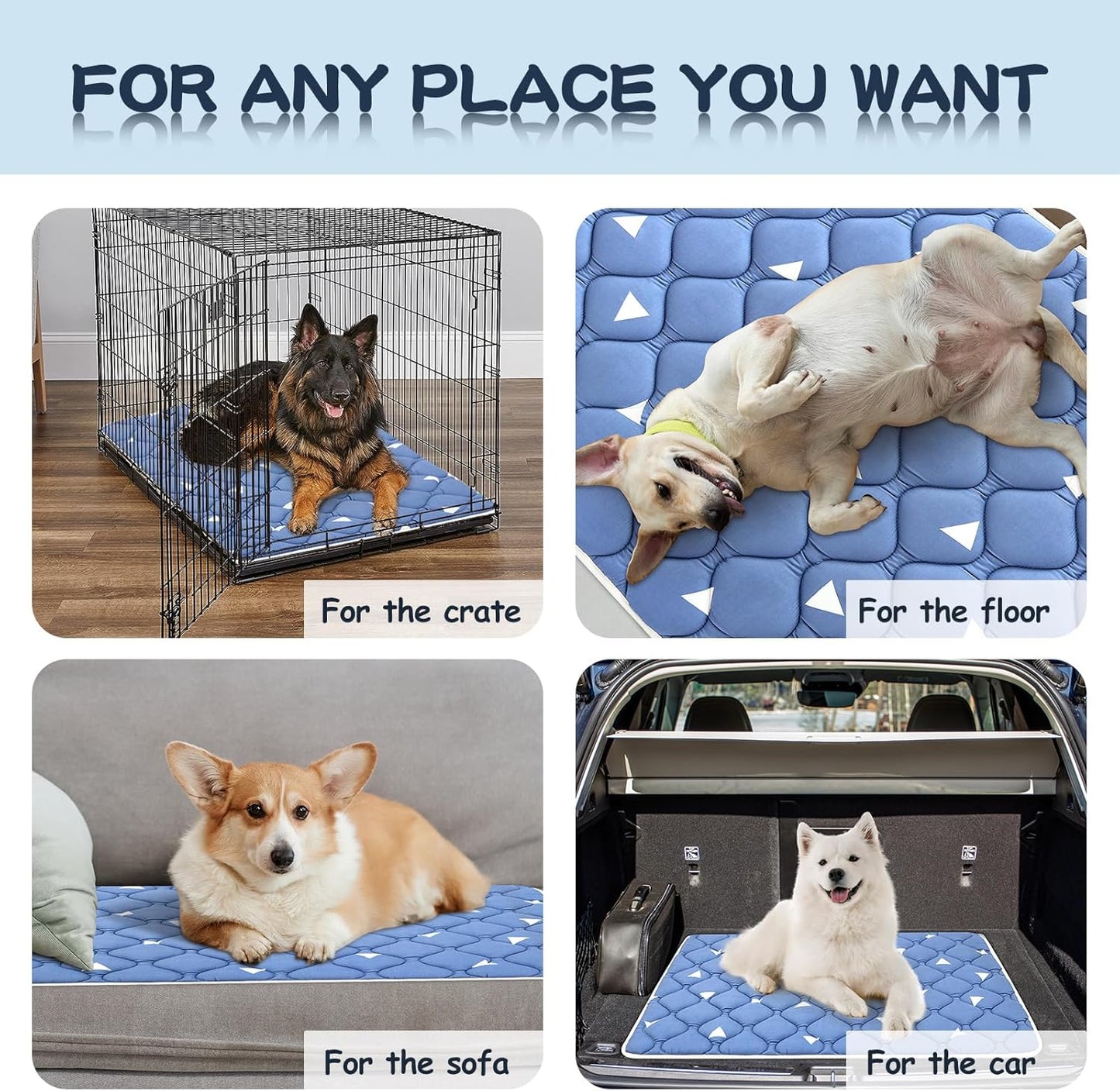 Dog Crate Mat, Ultra Soft Dog Bed Mat for Sleeping with Anti-Slip Bottom, Washable Kennel Pad for Large Medium Small Dogs Breeds with Cute Prints and Dark Colored to Hide Stains (52" X 28")