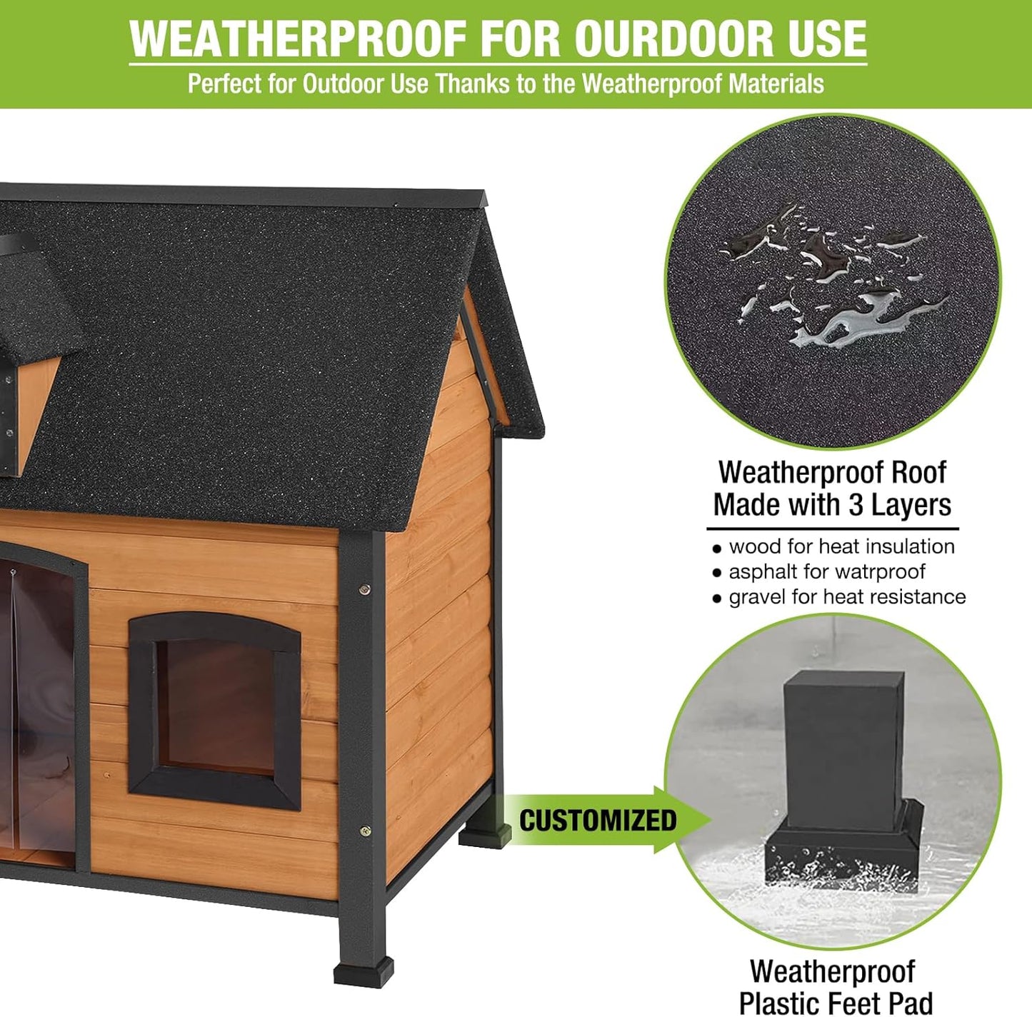 GUTINNEEN Dog House Outdoor with Strong Metal Frame Insulated Dog Kennel for Small Medium Large Dogs Puppy Cage for Winter Weatherproof