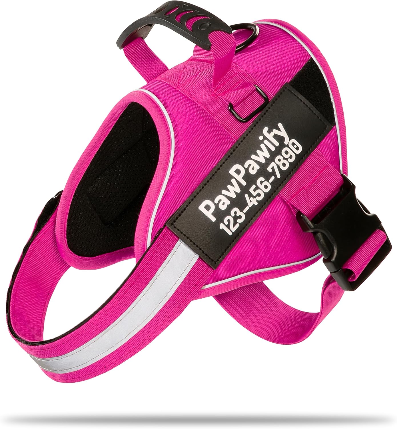 PawPawify Custom No Pull Dog Harness with Name and Phone Number, Heavy Duty Personalized Pet Vest to Prevent Tugging, Pulling, or Choking, Training and Walking (New Pink, L (40-60 LBS))