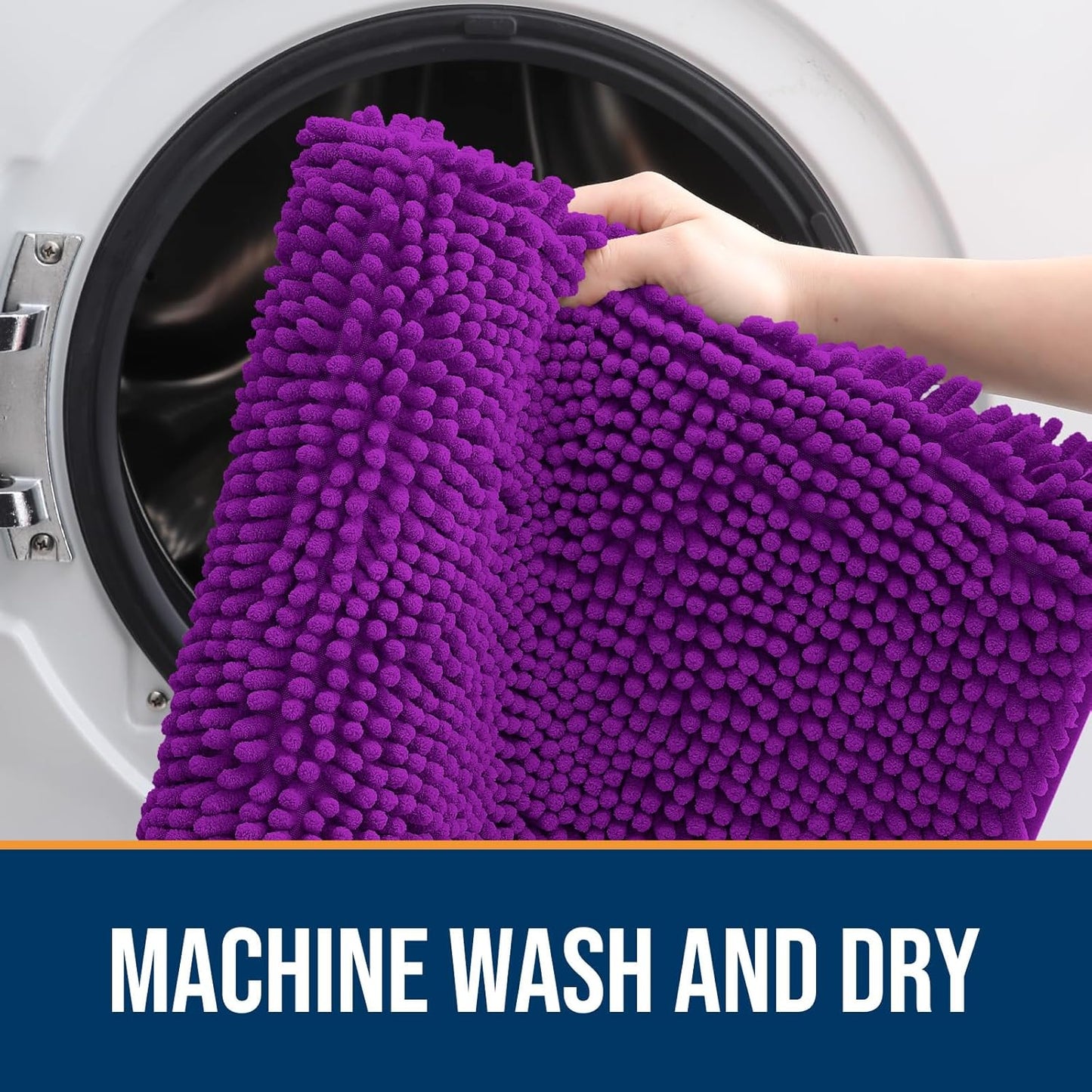 OLANLY Dog Door Mat for Muddy Paws 47x17, Absorbs Moisture and Dirt, Absorbent Non-Slip Washable Doormat, Quick Dry Chenille Mud Mat for Dogs, Entry Indoor Entryway Carpet for Inside Floor, Purple