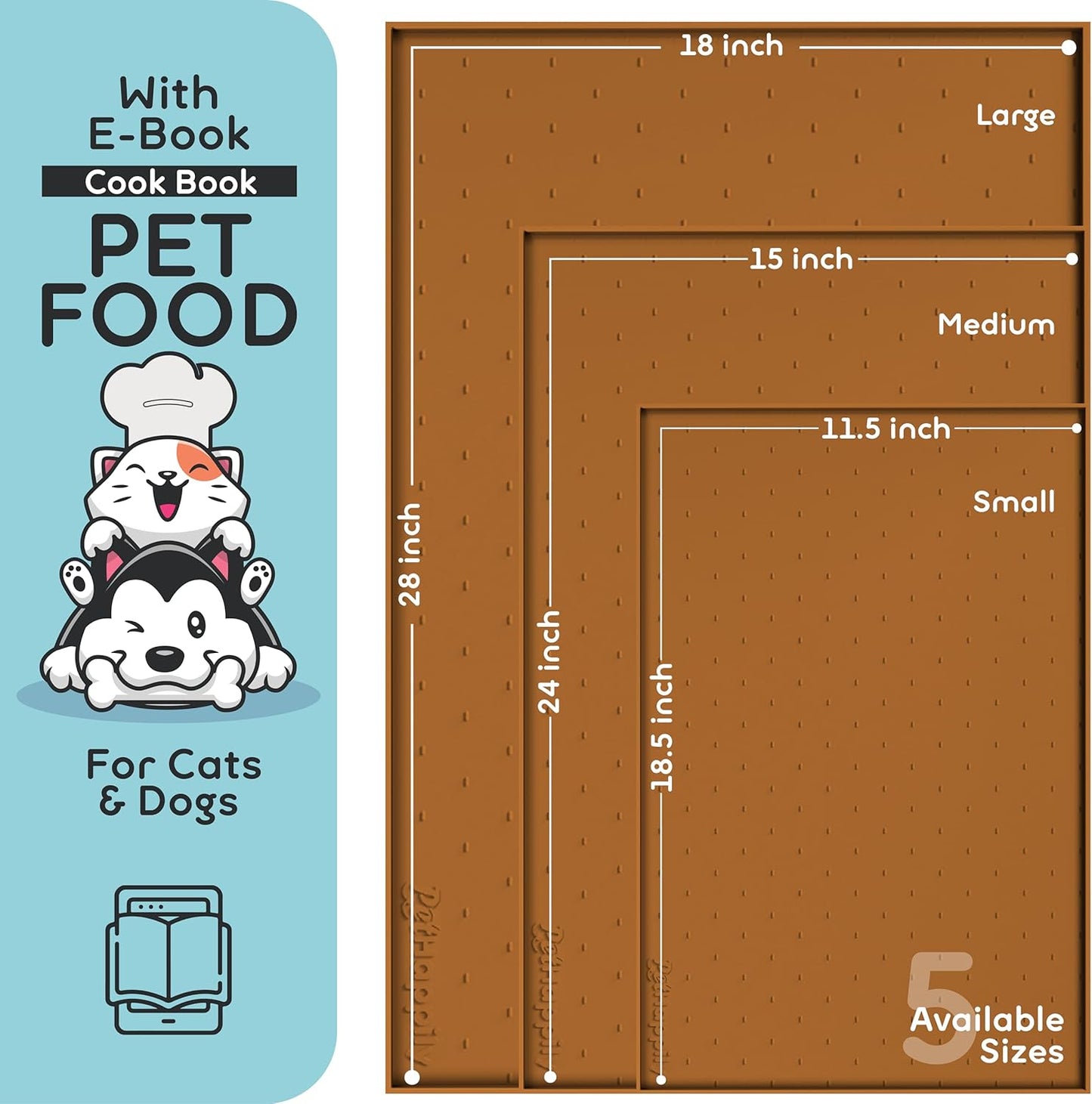 Dog Food Mat - 24x15 Raised Edges Dogs Mat for Food and Water Prevent Spill, Waterproof Cat Food Mats Protect Floors, Easy Clean Dog Bowl Mats for Food and Water, Silicone Pet Feeding Placemats