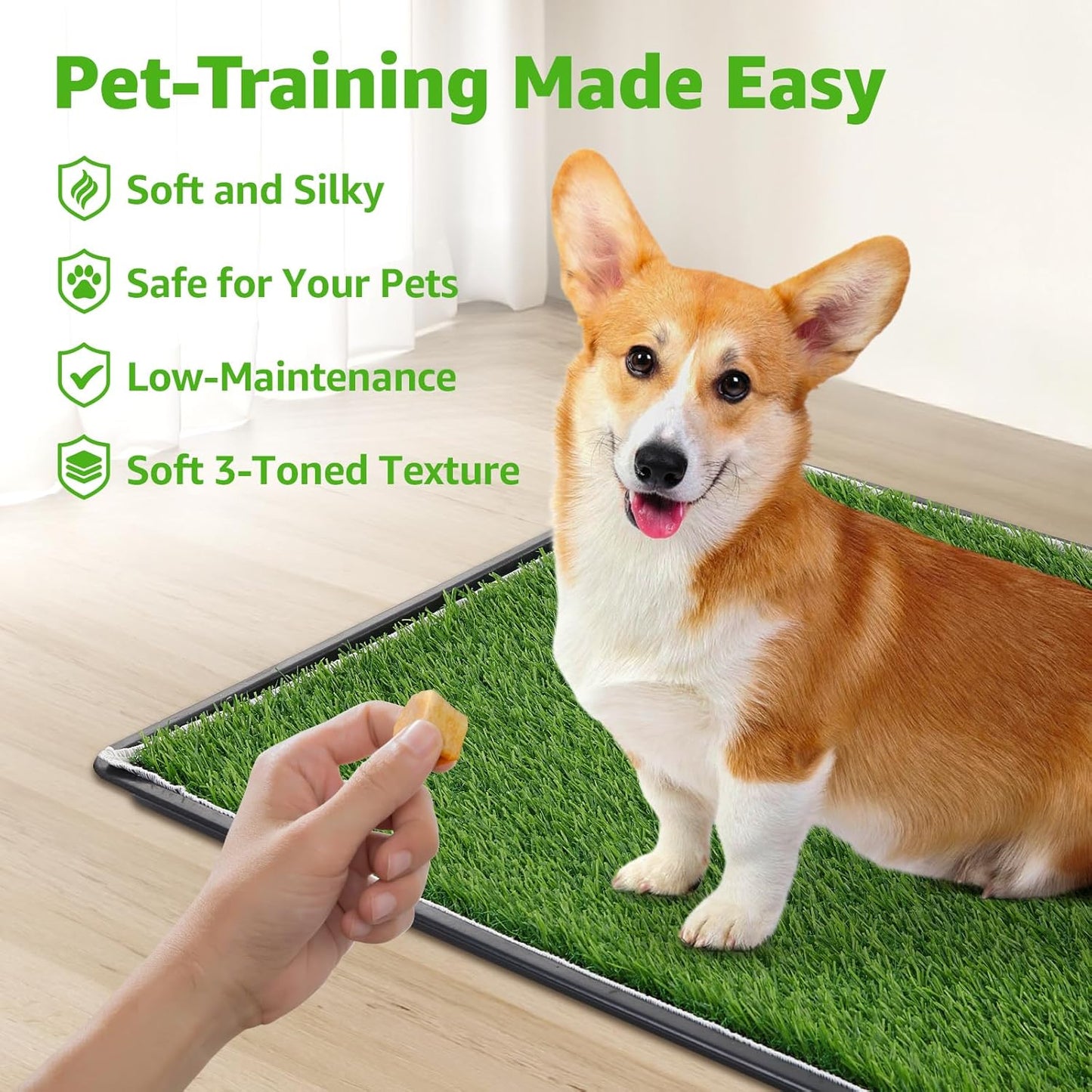Dog Grass Large Potty Patch, Dog Litter Boxes Artificial Grass Bathroom Turf for Pet Training, Washable Puppy Pee Pad, Perfect Indoor/Outdoor Portable Potty Pet Loo (Tray system-35"X22.6")