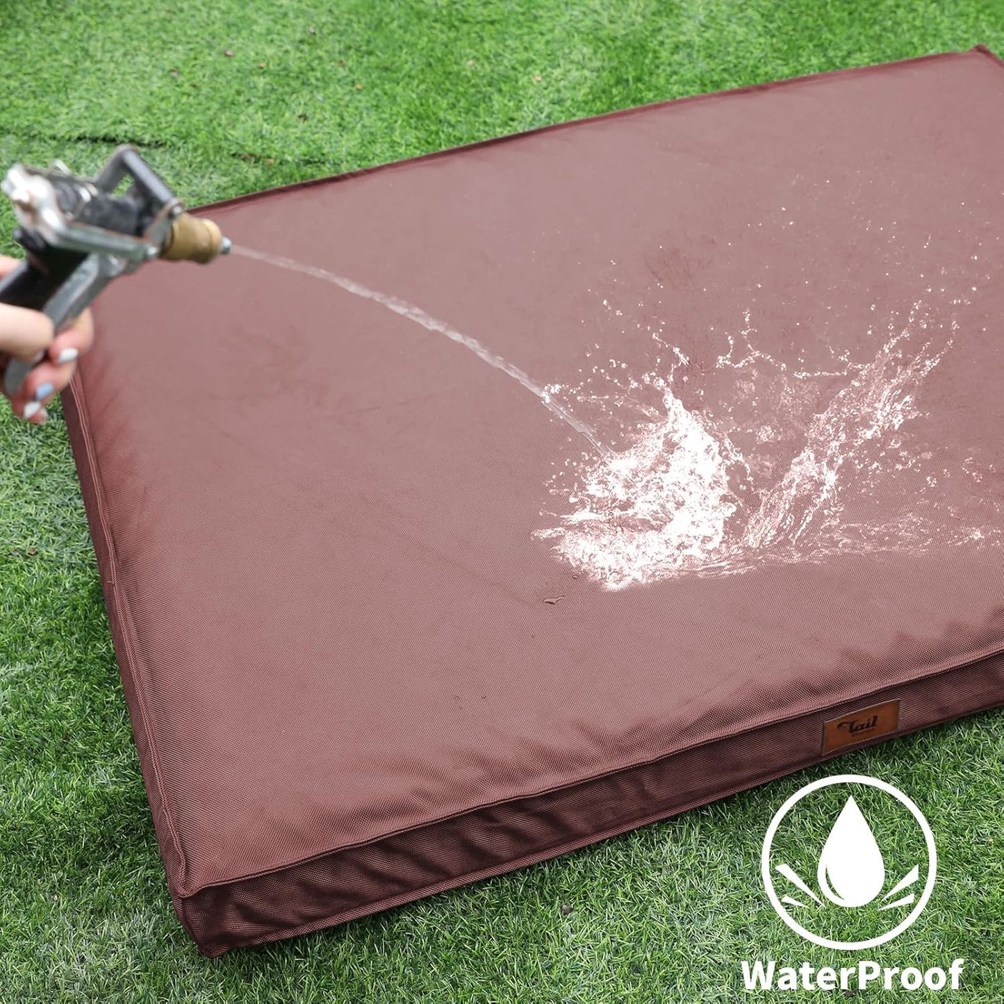 Outdoor Extra Large Dog Bed, Jumbo Waterproof Dog Bed for Large Dogs, Orthopedic Egg Foam Pet Bed Mat with Removable Oxford Cooling Cover, Pink