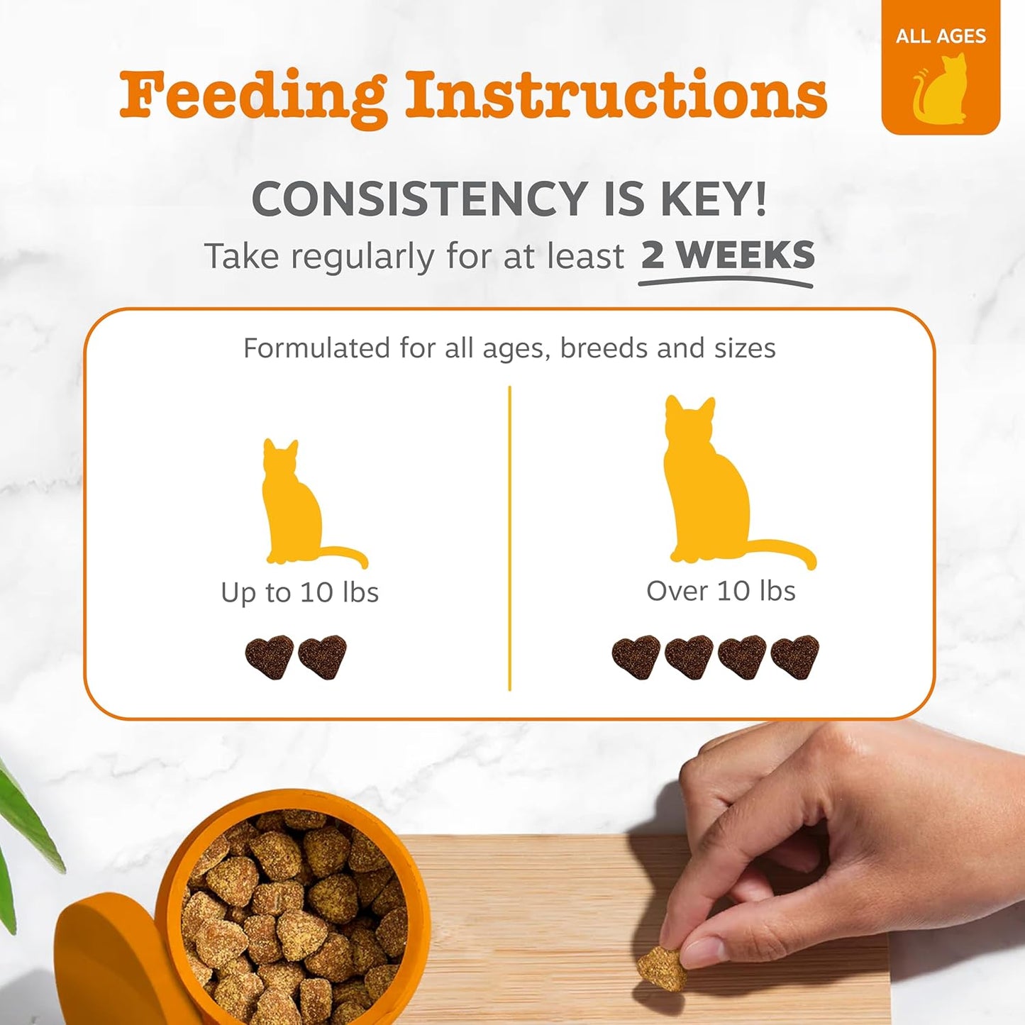 Zesty Paws Hairball Bites for Cats - Cat Furball Support - Functional Supplement with Omega 3 Fish Oil EPA & DHA + Zinc, Biotin & Psyllium Husk - Supports Gut & Skin Health - 60 Count