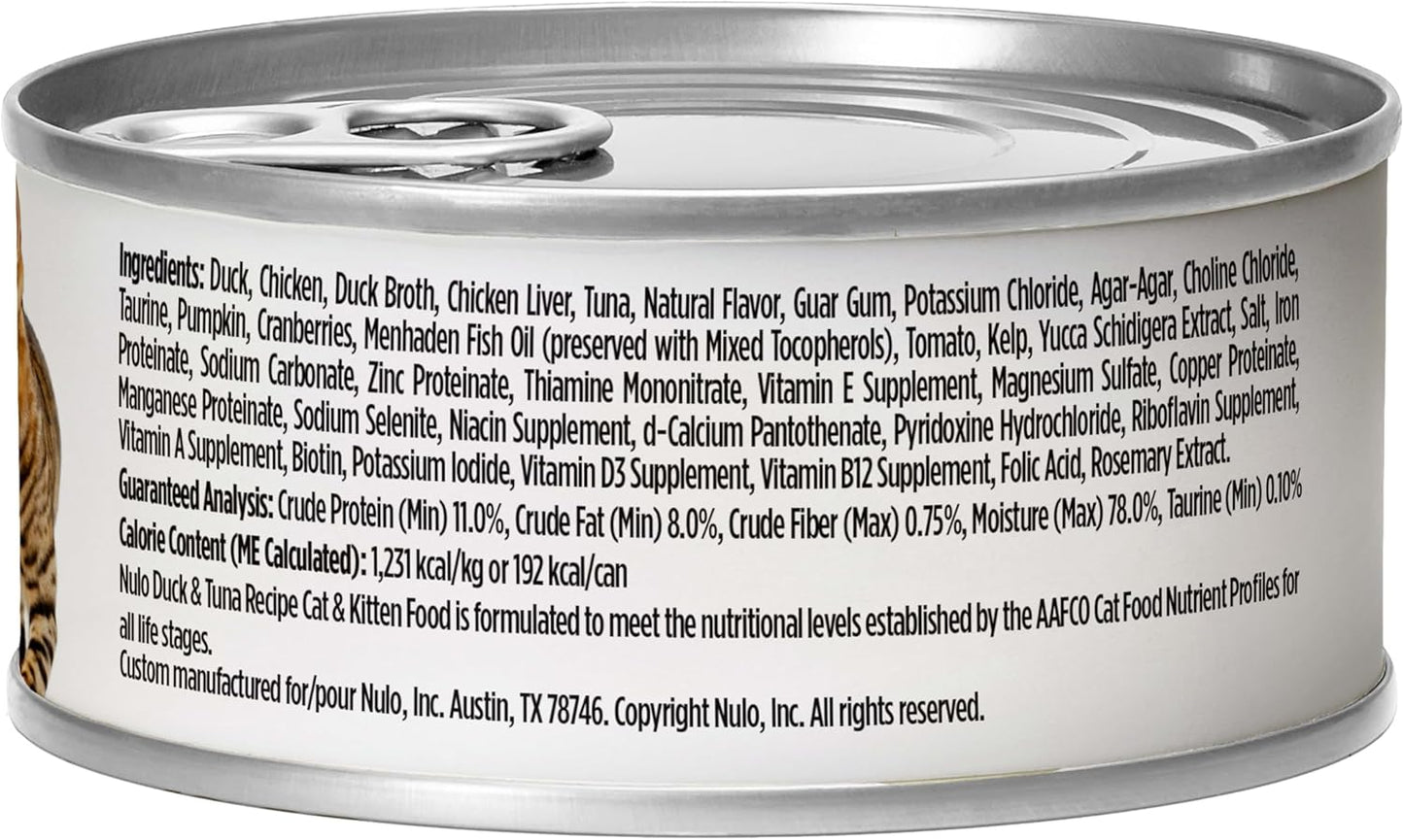 Nulo Duck & Tuna Recipe Pate Wet Canned Cat Food, 5.5 Ounce (Pack of 24)