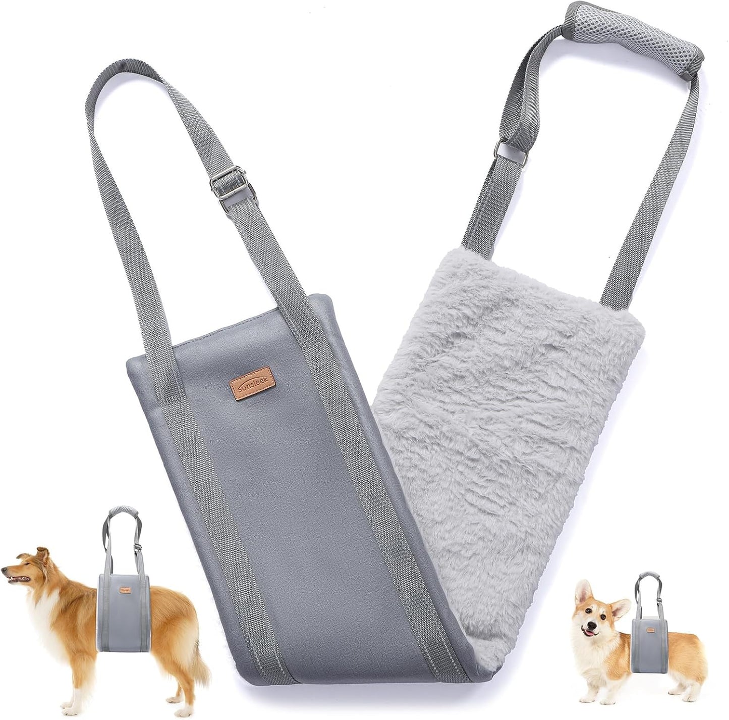 Dog Lift Harness for Small Dogs, Adjustable Dog Sling for Back Legs, Hip Support Harness to Help Lift Dogs Rear for Canine Aid and Old K9 Cruciate Ligament Rehabilitation - Small, Grey