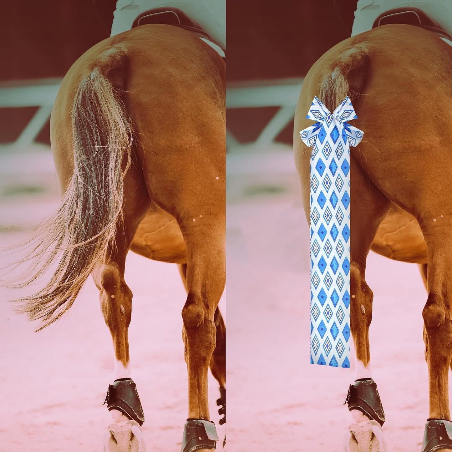 6 Pcs Horse Tail Bag Breathable Guard 22" Slip on Horse Care Tail Wrap 2 Strand Closure Straps Grooming Supplies to Keep from Dirt Breakage Rubbing 6 Designs(Modern Style)