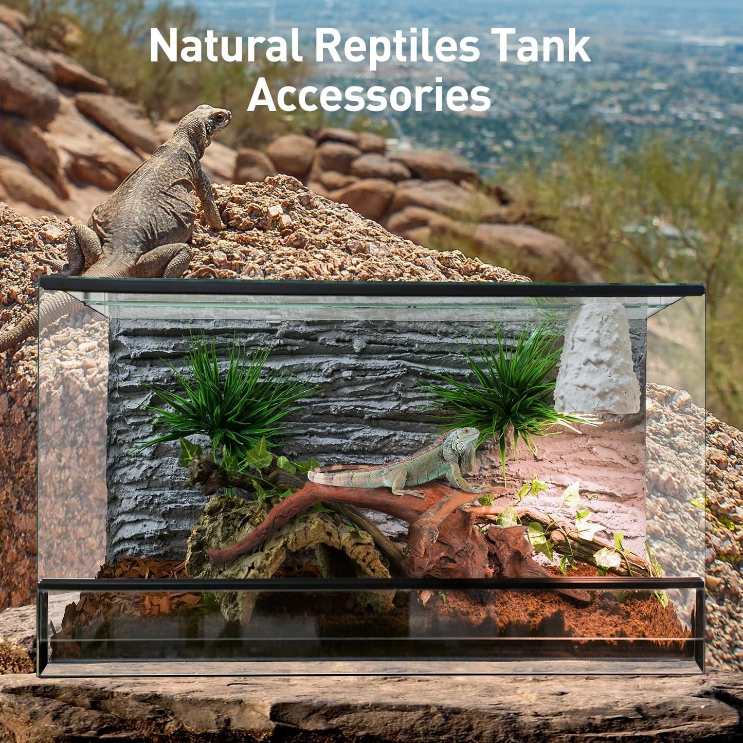 WDEFUN Natural Driftwood for Aquarium Decor, 2-Piece 10''-14'' Large Driftwood for Decorations on Fish Tank, Reptiles Bearded Dragon Accessories or Air Plants