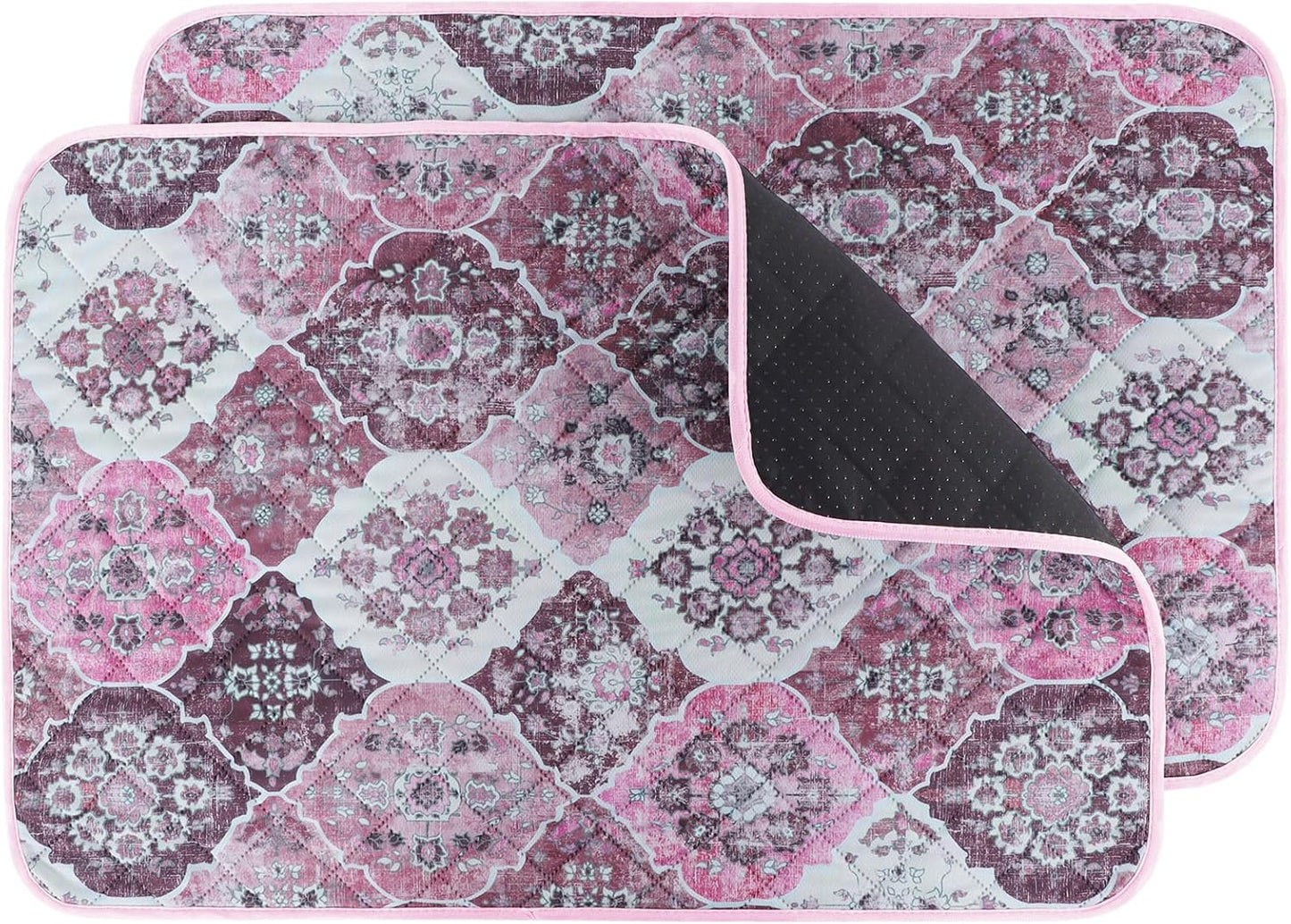 IEUUMLER Washable Pee Pads for Dogs, 2 Pack Reusable Pee Pads for Dogs Non-Slip Grip, Super Absorbent Waterproof Puppy Pads for Potty Training, Playpen, Crate, Whelping Box EU011 Pink, 36x48