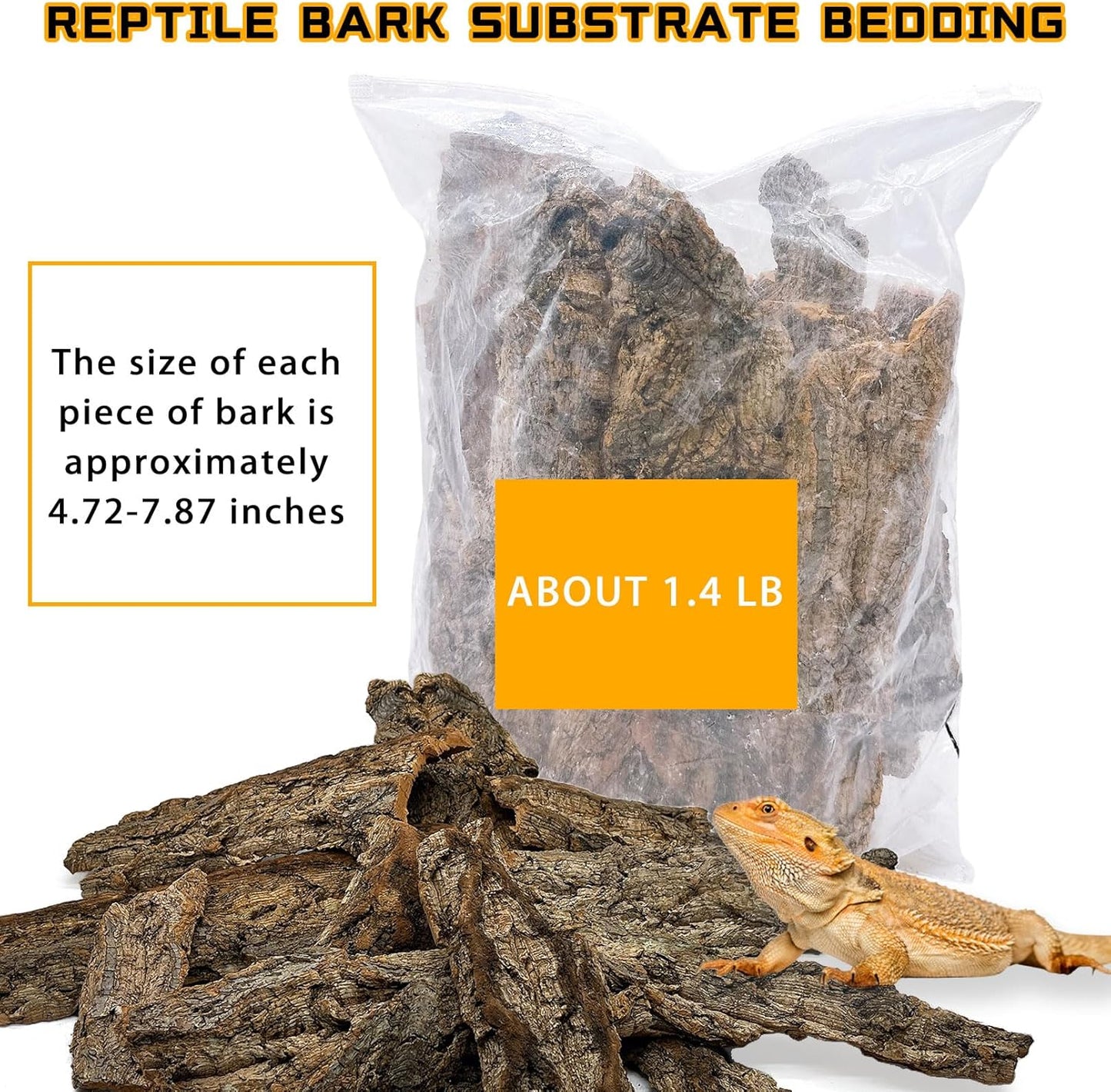 BNOSDM Reptile Terrarium Bark Substrate Bedding Tortoise Natural Cork Bark Reptile Climbing Mat Habitat Decor for Lizard Snake Spiders Hermit Crabs Tarantula Geckos Bearded Dragons (1.4 LB)
