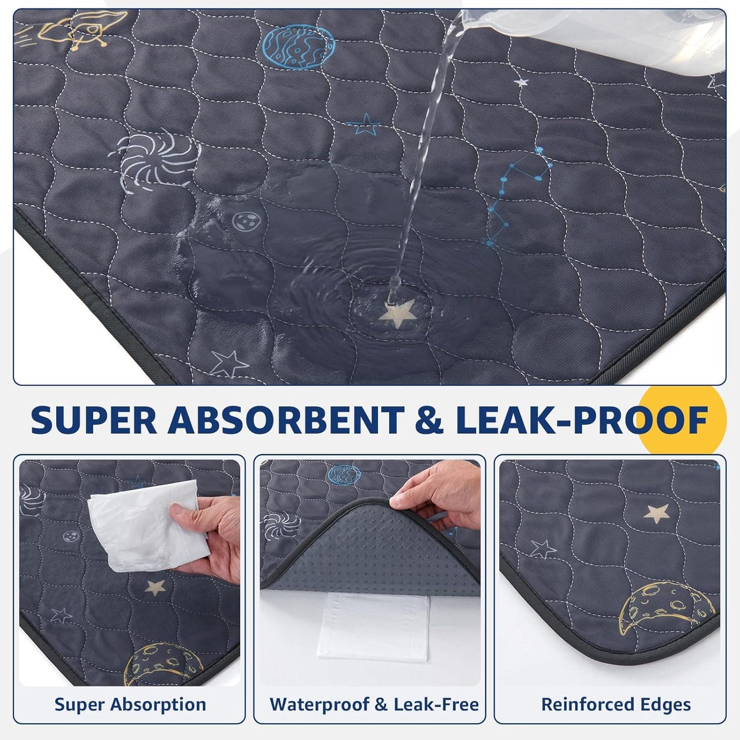 LOOBANI Pee Pads for Dogs Washable: Reusable Dog Pee Pads for Medium Pet, 2 Pack Waterproof Puppy Whelping Pads 36" x 41", Non-Slip Potty Training Mat for Dog Playpen, Floor, Cage, Sofa, Crate, Grey