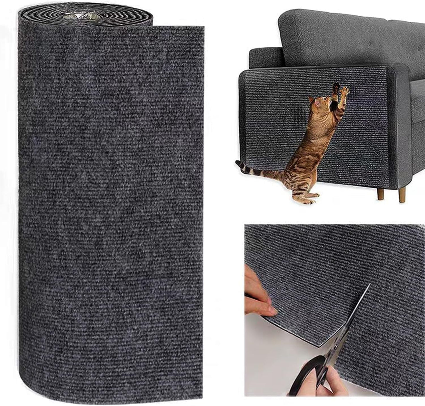 Cat Scratch Couch Furniture Protector, Adhesive Cat Scratch Pad Deterrent for Furniture, DIY Climbing Cat Scratcher Couch Protector from Cat Claws Scratching Indoor (Dark Grey 15.7"X39.4")