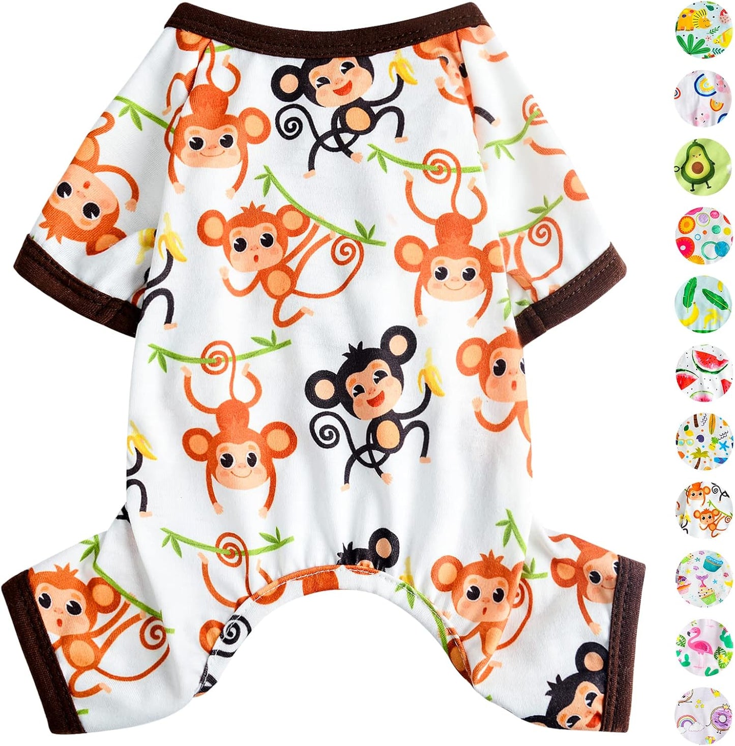Dog Pajamas Pjs Summer Fall Dog Clothes for Small Dogs Girl - Boy - Medium Size Dogs, Soft Stretchy Puppy Clothes Doggie Onesies Cat Pet Jammies Outfit (Cute Monkey, XX-Large)