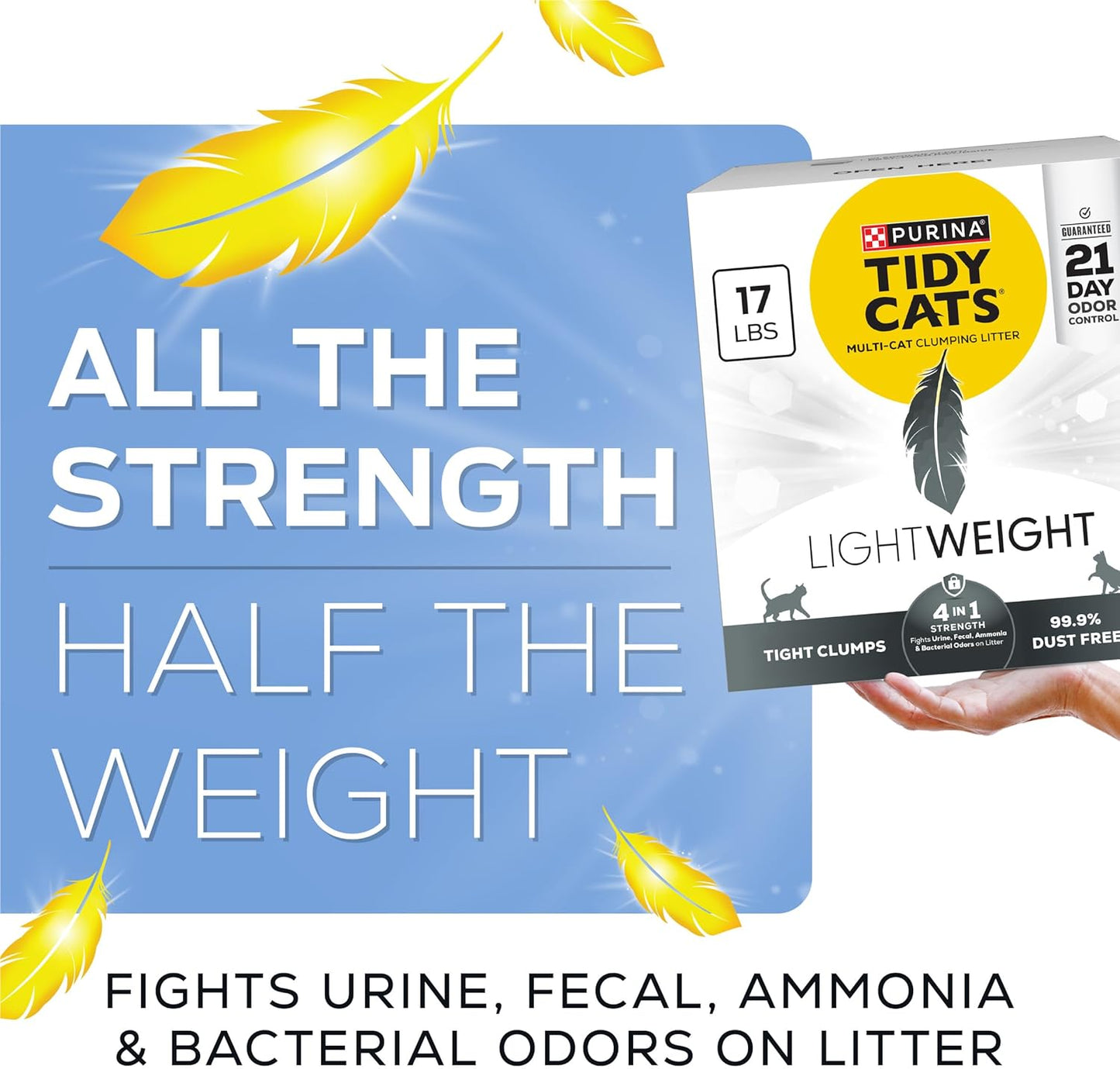 Purina Tidy Cats LightWeight 4-In-1 Strength Multi-Cat, Odor control, Clumping, 99.9 Percent Dust Free Cat Litter - 17 lb. Box