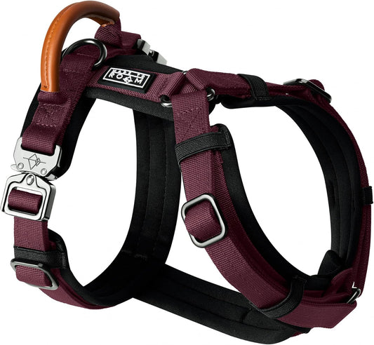 MADE TO ROAM Premium Explorer Harness - Y-Shaped Dog Harness with Adjustable Durable Nylon, Soft Padding, Metal Buckles and Leather Handle for Small, Medium, Large Dogs (Vermont Weekends, Size 7)