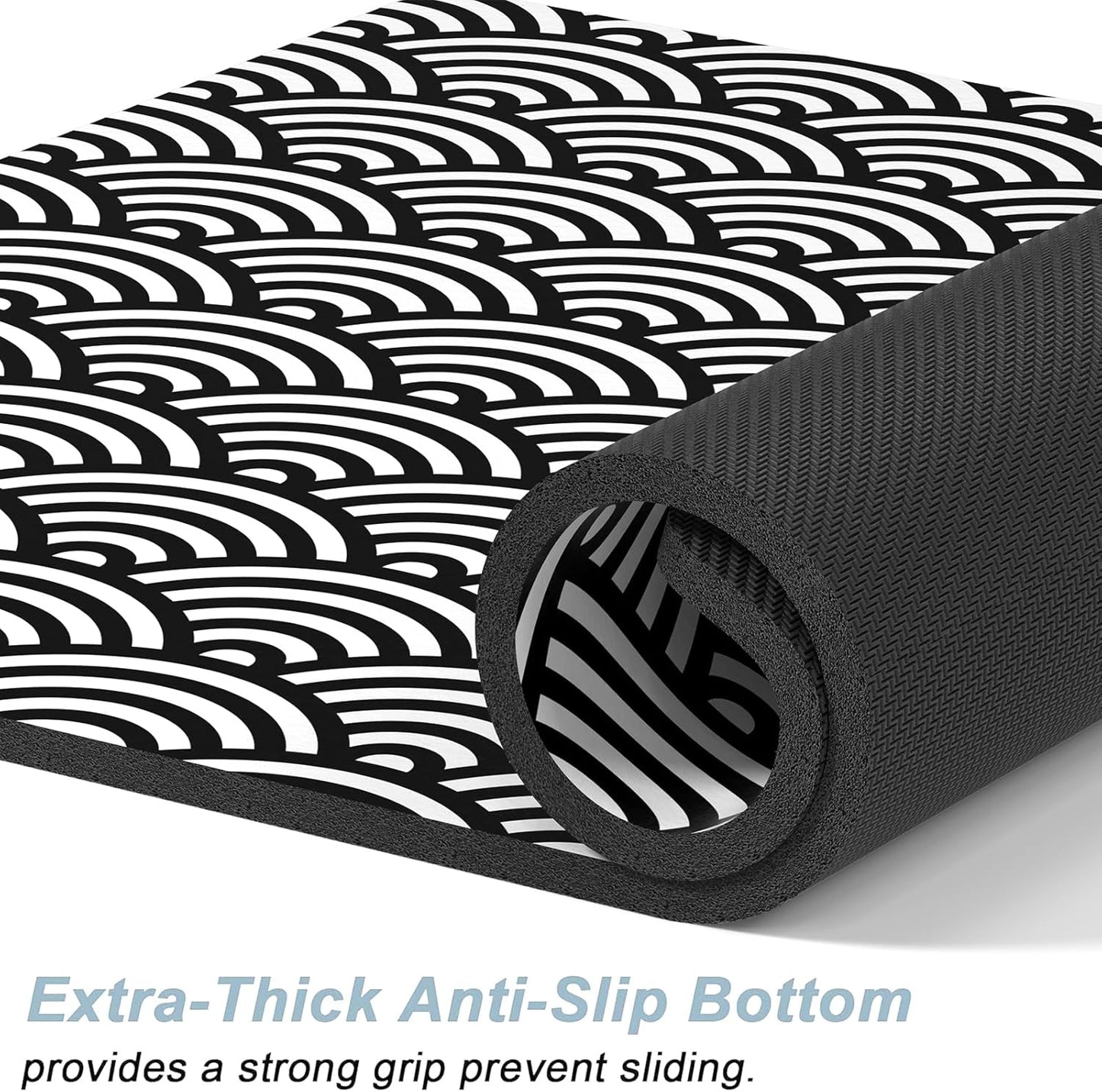 Rnivvi Dog Food Mat, 16" x 24" Absorbent Dog Cat Bowl Mat for Food and Water, Cute Anti-Slip Rubber Pet Feeding Rug Protect Floors, Puppy Placemat for Feeding & Watering Supplies,Gray Rounded Wave