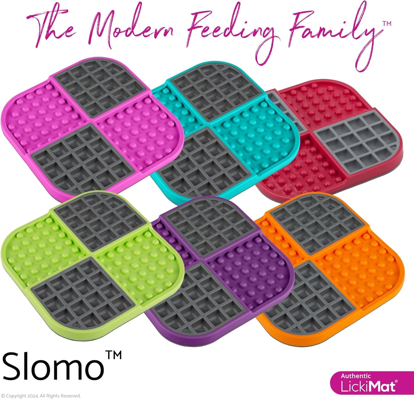 LickiMat Slomo, Cat Slow Feeder Lick Mat, Boredom Anxiety Reducer; Perfect for Food, Treats, Yogurt, or Peanut Butter. Fun Alternative to a Slow Feed Cat Bowl or Dish, Red