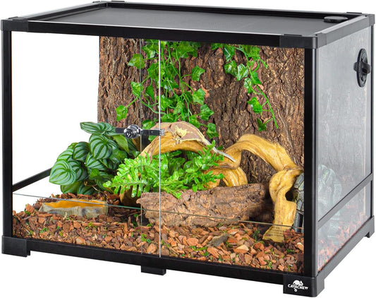 34 Gallon Reptile Tank, Glass Reptiles Terrarium 24" x 18" x 18", Sliding Door, Top Ventilation, Cable Pass, Humidify Hole, Glass Reptile Cage Habitat for Bearded Dragon, Lizard, Snake, Gecko