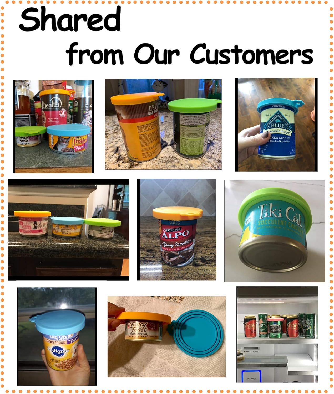 Comtim Pet Food Can Cover Silicone Can Lids for Dog and Cat Food(Universal Size,One fit 3 Standard Size Food Cans),Blue and Green