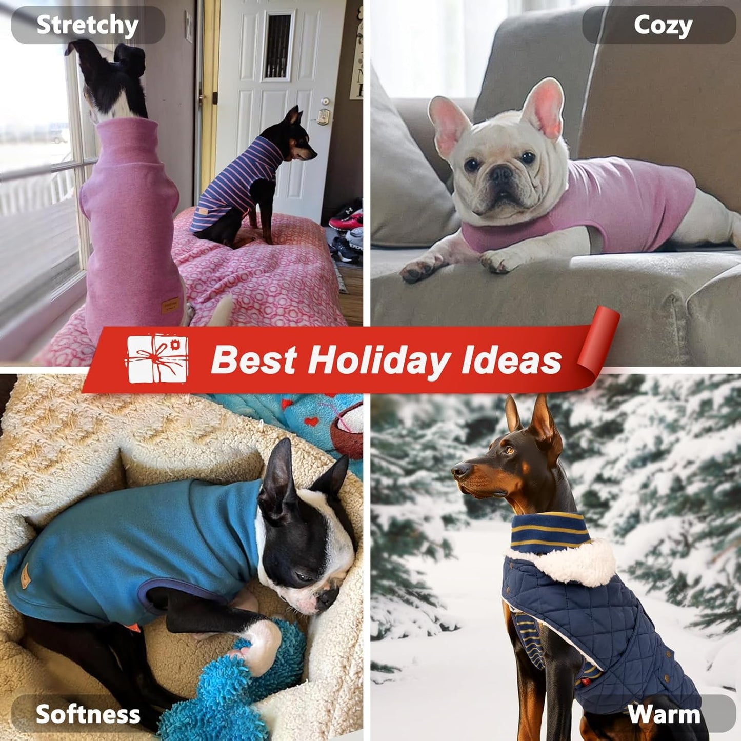 KYEESE 2Pack Dog Sweater Turtleneck Dogs Clothes Stretchy Dachshund Clothes Soft Pet Sweatshirt Pullover Dog Sweaters for Small Dogs Male Warm Pet Coats