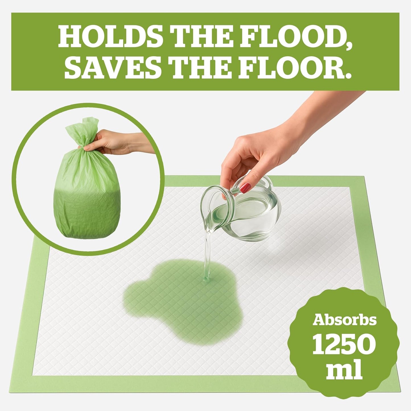 Pogi’s Potty Pads with Sticky Tabs – XL, Super Absorbent, Odor Blocking, 40-Count (24x35in)