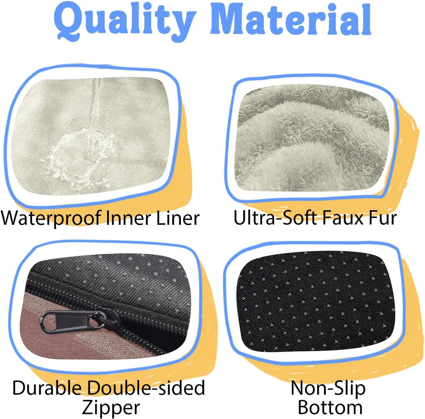 Orthopedic Washable Large Dog Bed - Removable Orthopedic Dog Bed XL with Bolster Extra Large Dogs Beds with Washable Cover for Large Size Pet Non-Slip Bottom