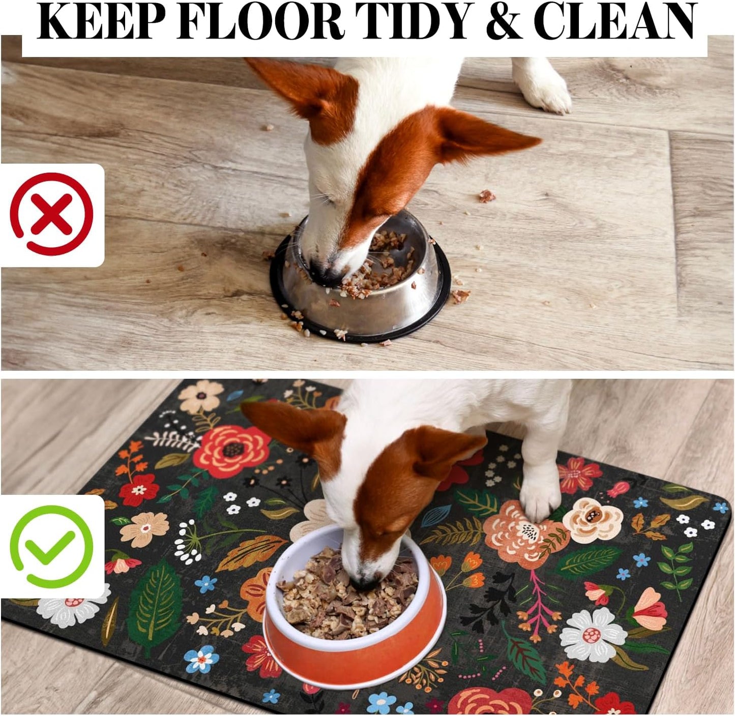Eco-Friendly Pet Supplies: 16"x24" Absorbent Quick Dry Floor Mat for Dog & Cat Food and Water, Dispenser Mat