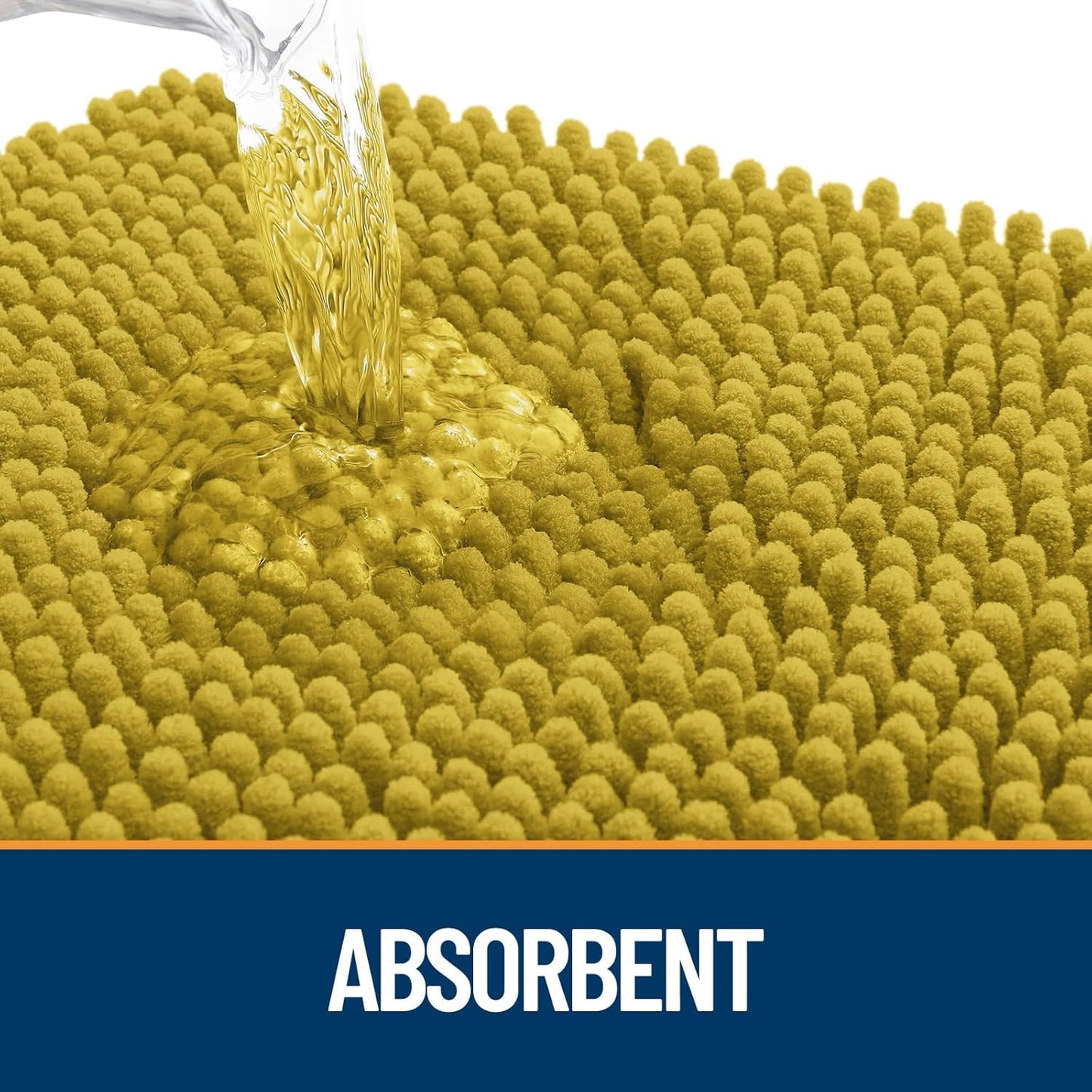 OLANLY Dog Door Mat for Muddy Paws 36x24, Absorbs Moisture and Dirt, Absorbent Non-Slip Washable Doormat, Quick Dry Chenille Mud Mat, Entry Indoor Entryway Carpet for Inside Floor, Mustard Yellow